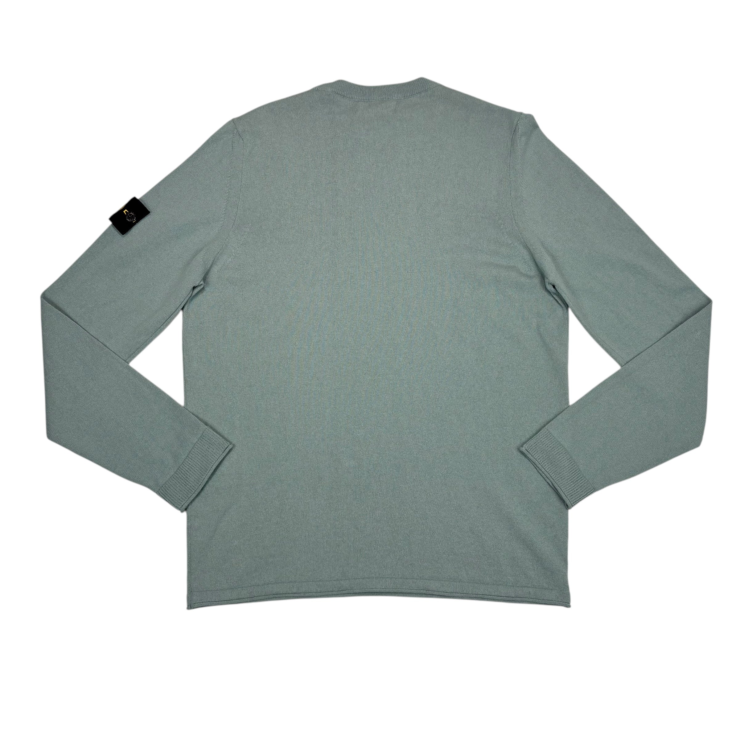 Stone Island Grey Lightweight Cotton Compass Patch Crewneck Jumper