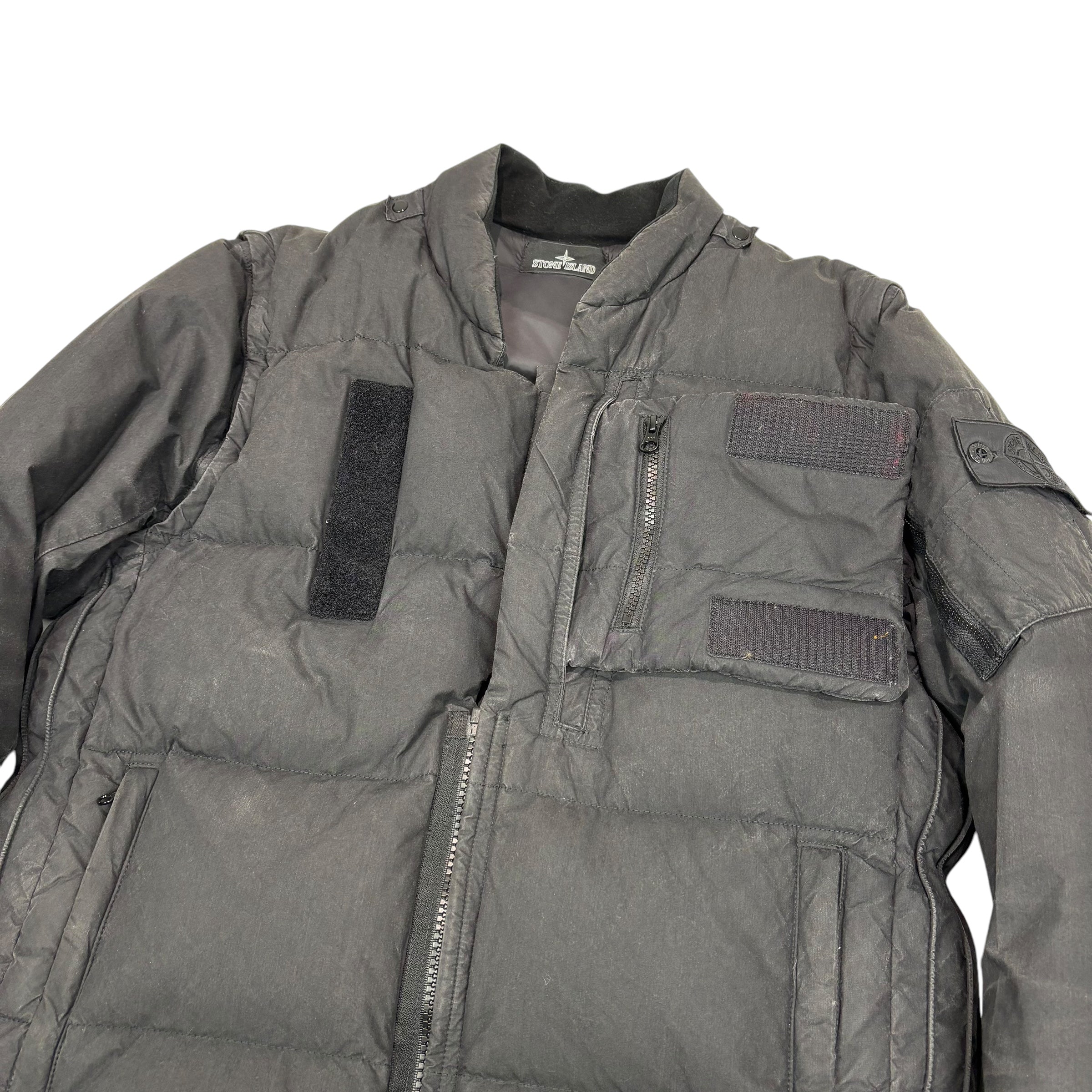 Stone Island Black Shadow Project  Compass-Patch with Removable Arms Cotton Nylon Poplin Down Jacket
