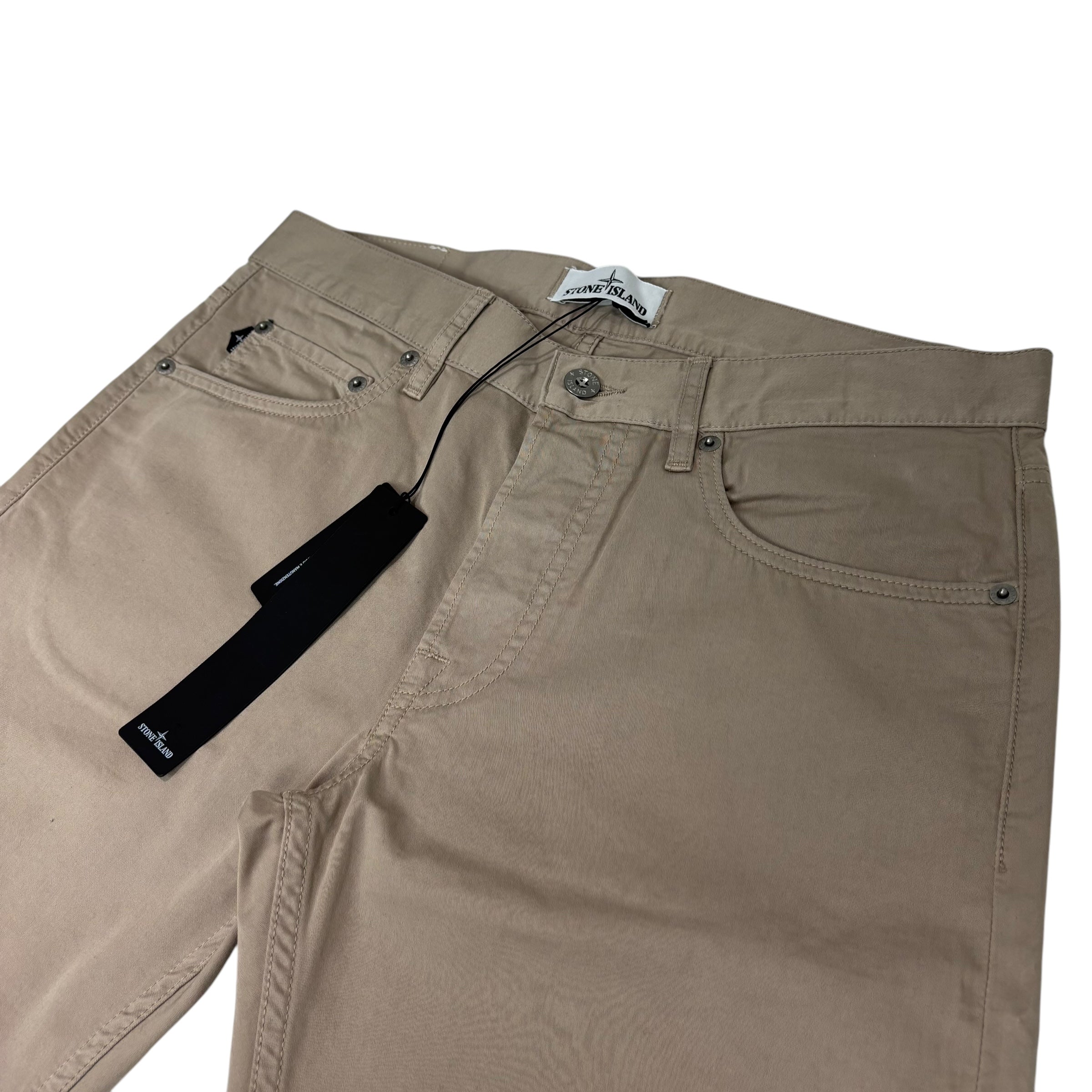 Stone Island Beige Brushed Cotton Type RE-T Compass Patch Jeans