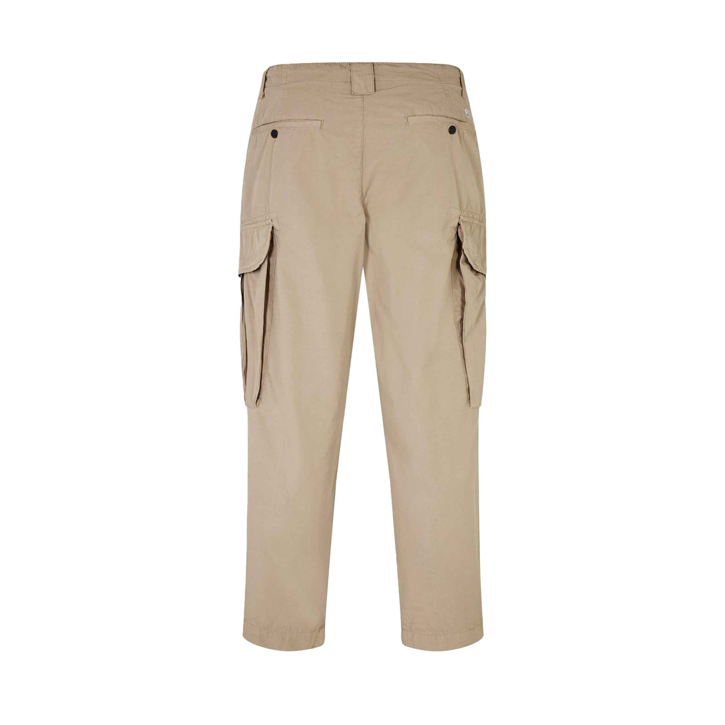 C.P. Company Stretch Sateen Lens Cargo Pants in Vintage Khaki- Beige