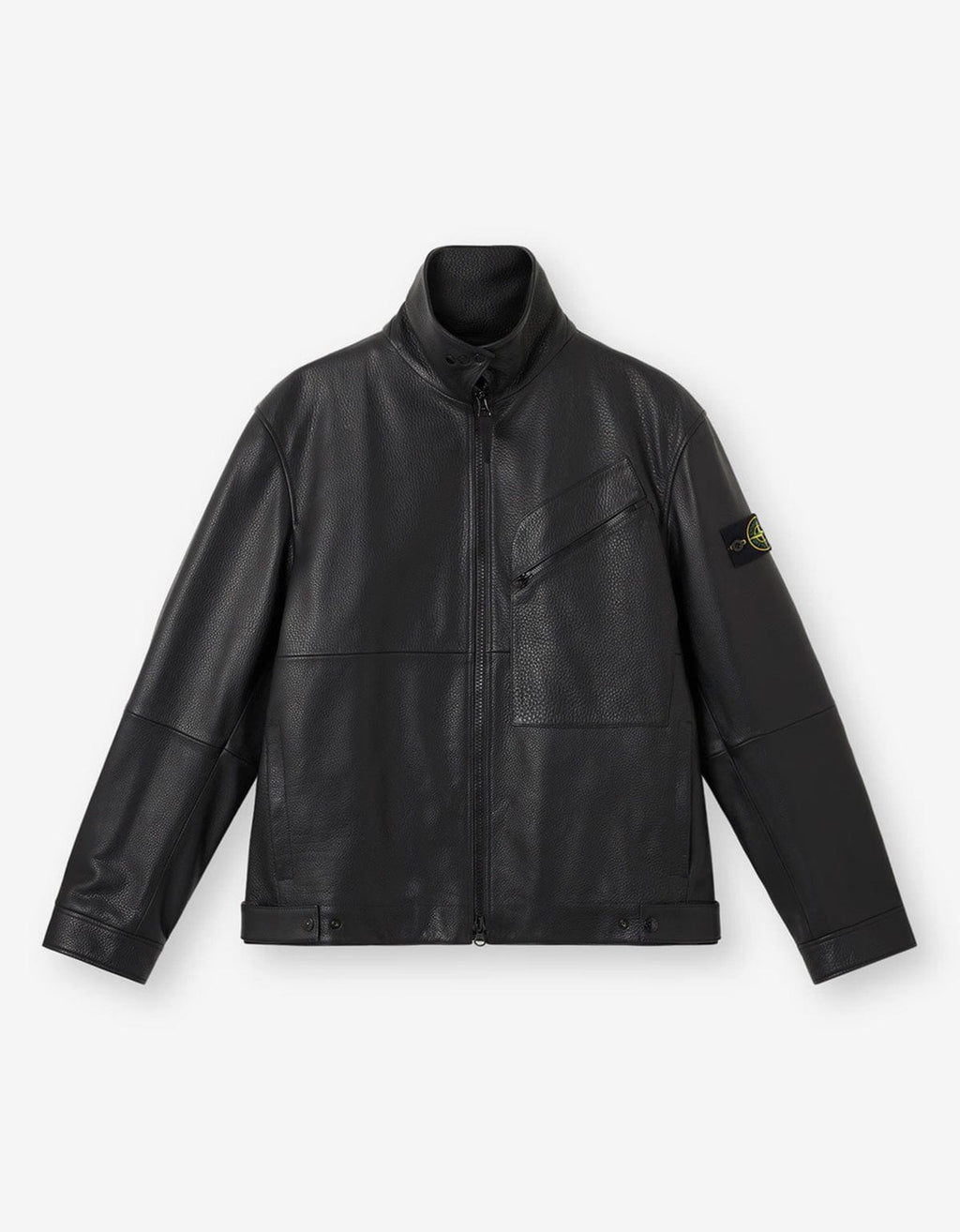 Stone Island Black Leather Coach Jacket