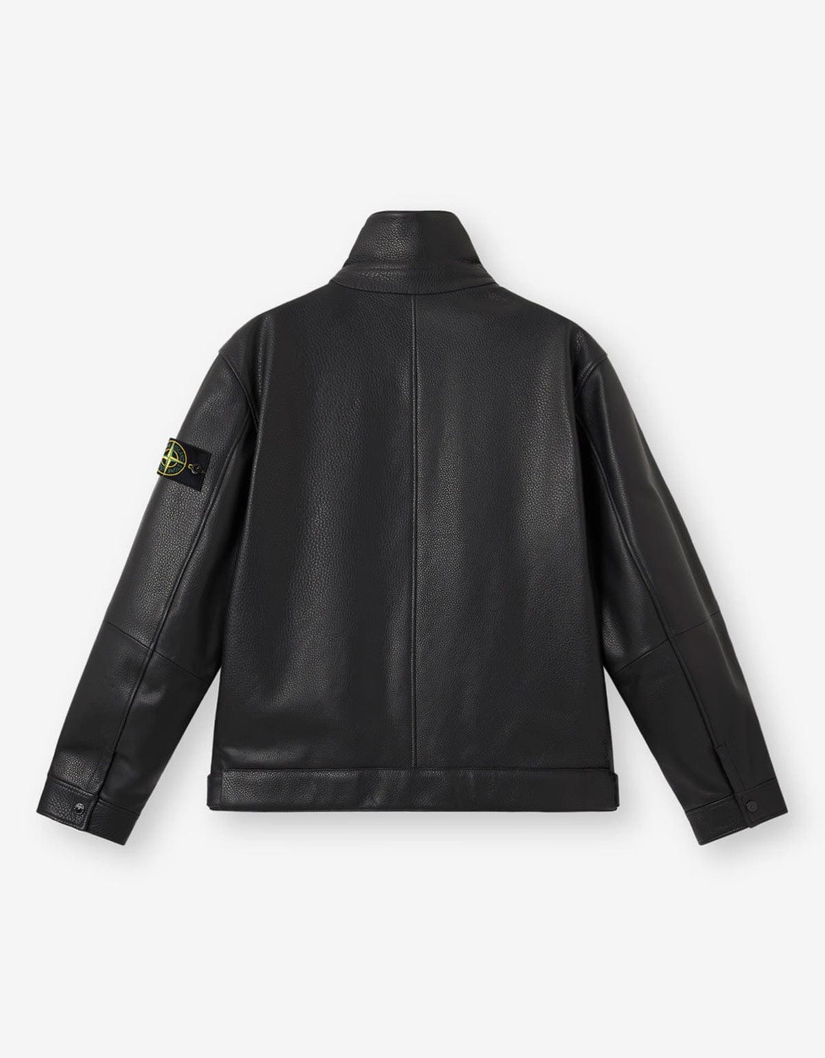 Stone Island Black Leather Coach Jacket