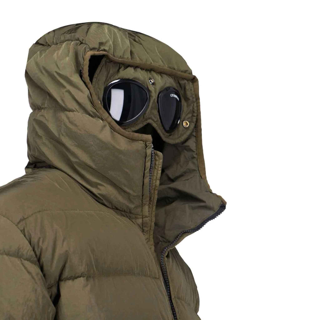 C.P. Company Chrome-R Goggle Down Jacket in Ivy Green