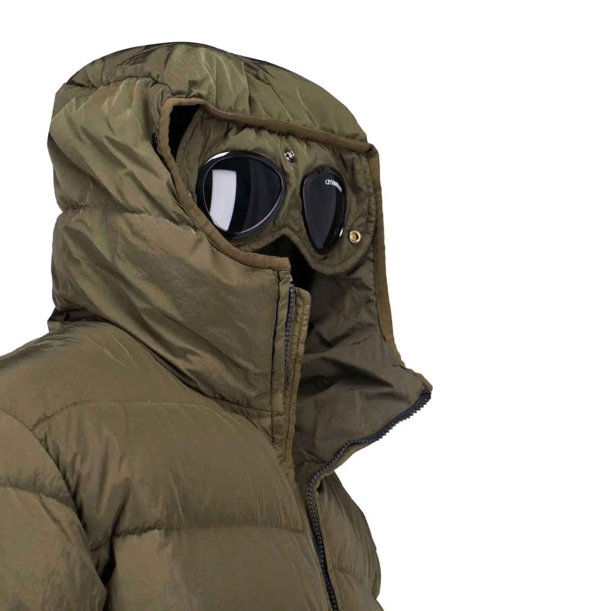 C.P. Company Chrome-R Goggle Down Jacket in Ivy Green