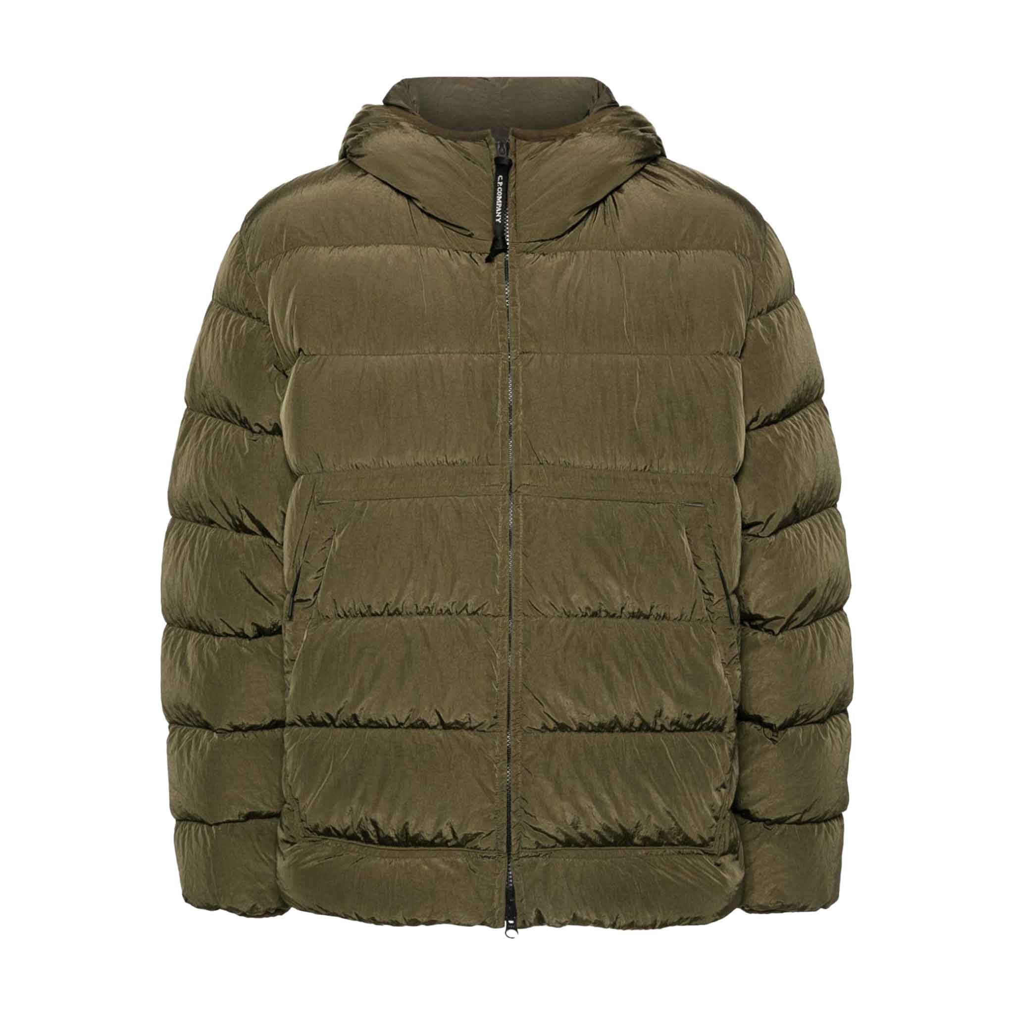 C.P. Company Chrome-R Goggle Down Jacket in Ivy Green