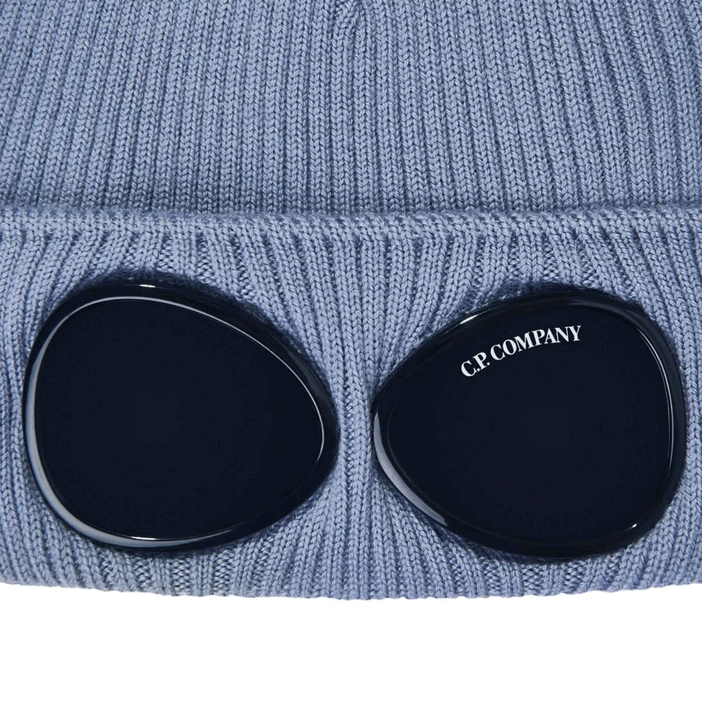 C.P. Company Cotton Goggle Beanie in Coast- Light Blue