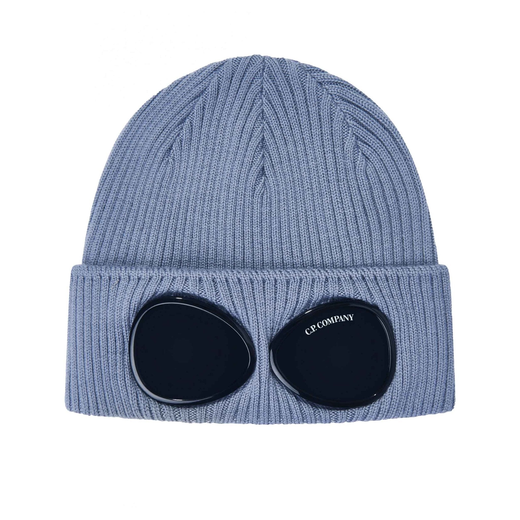 C.P. Company Cotton Goggle Beanie in Coast- Light Blue
