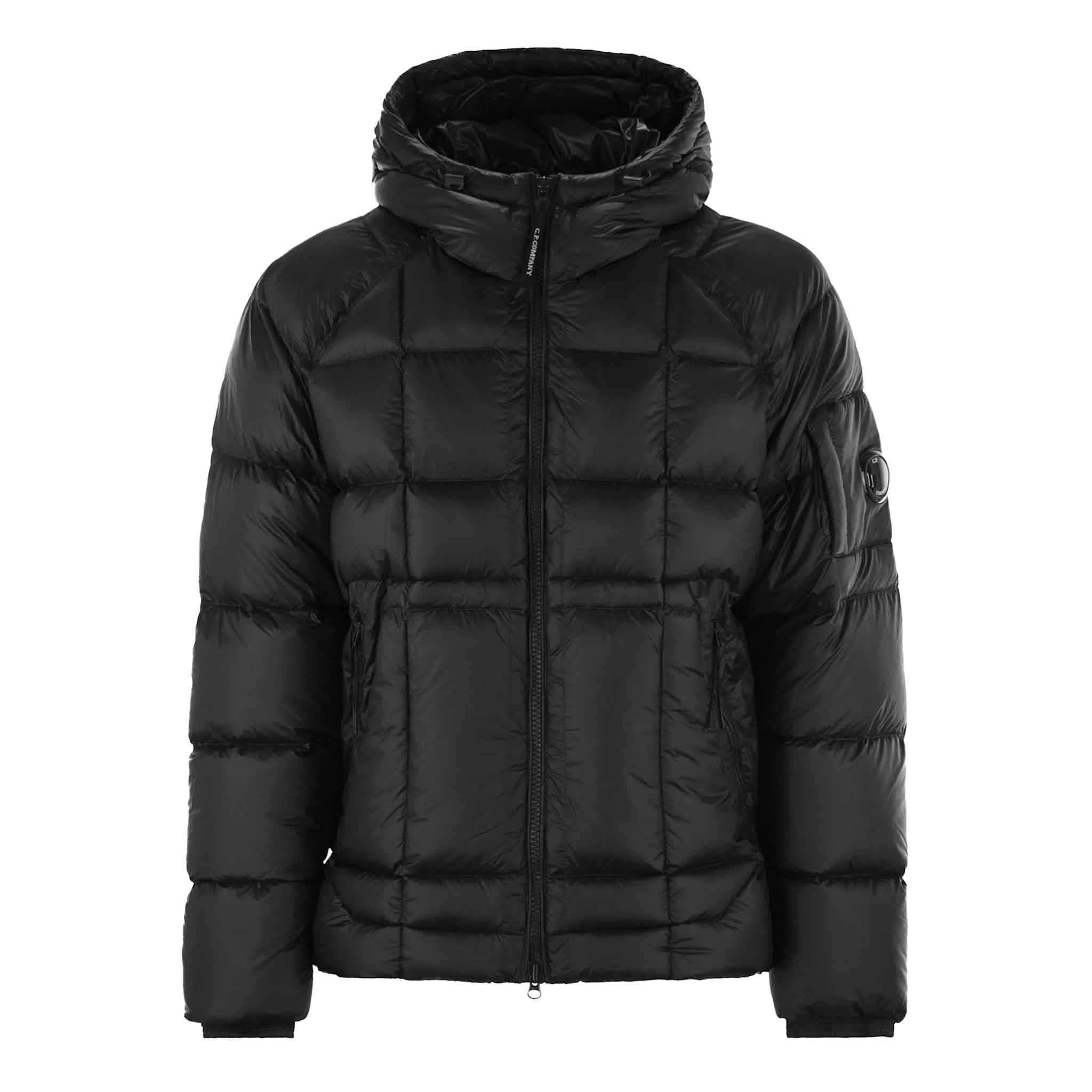 C.P. Company D.D. Shell Hooded Medium Down Jacket in Black