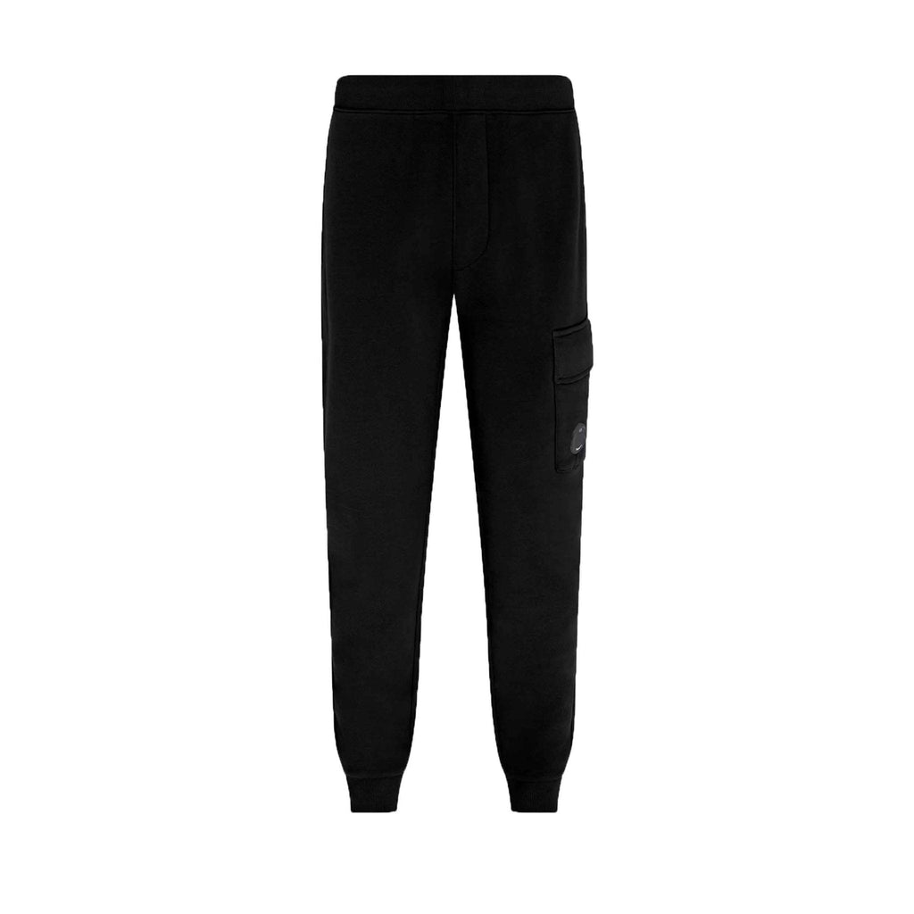 C.P. Company Diagonal Raised Fleece Cargo Sweatpants in Black