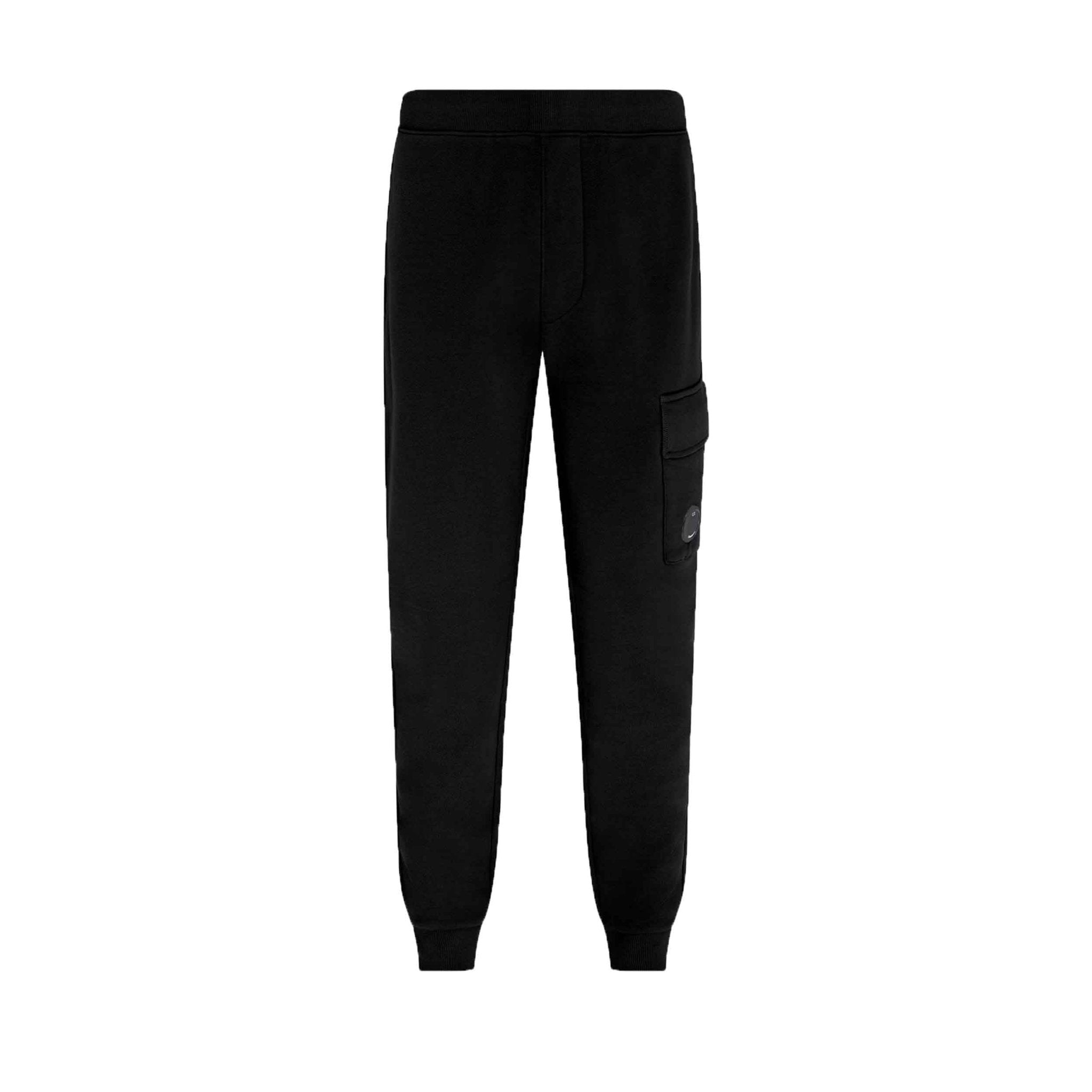 C.P. Company Diagonal Raised Fleece Cargo Sweatpants in Black