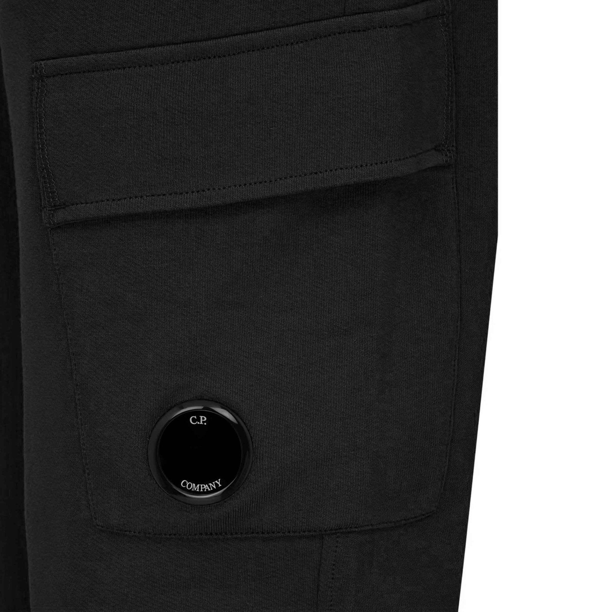 C.P. Company Diagonal Raised Fleece Cargo Sweatpants in Black
