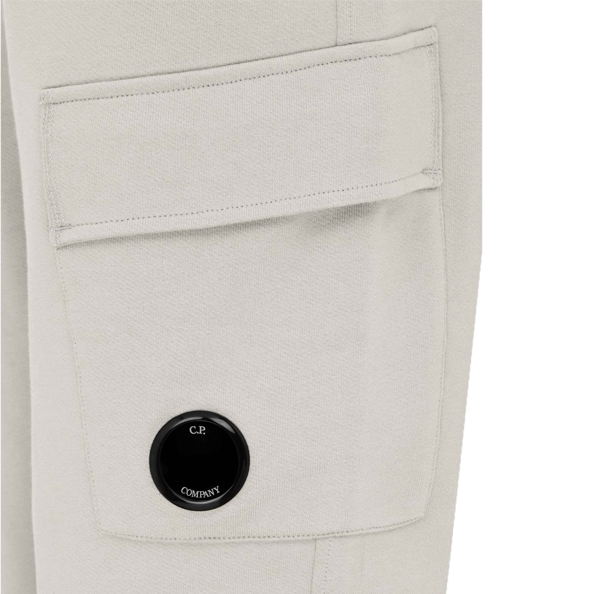 C.P. Company Diagonal Raised Fleece Cargo Sweatpants in Blue Fox- Grey