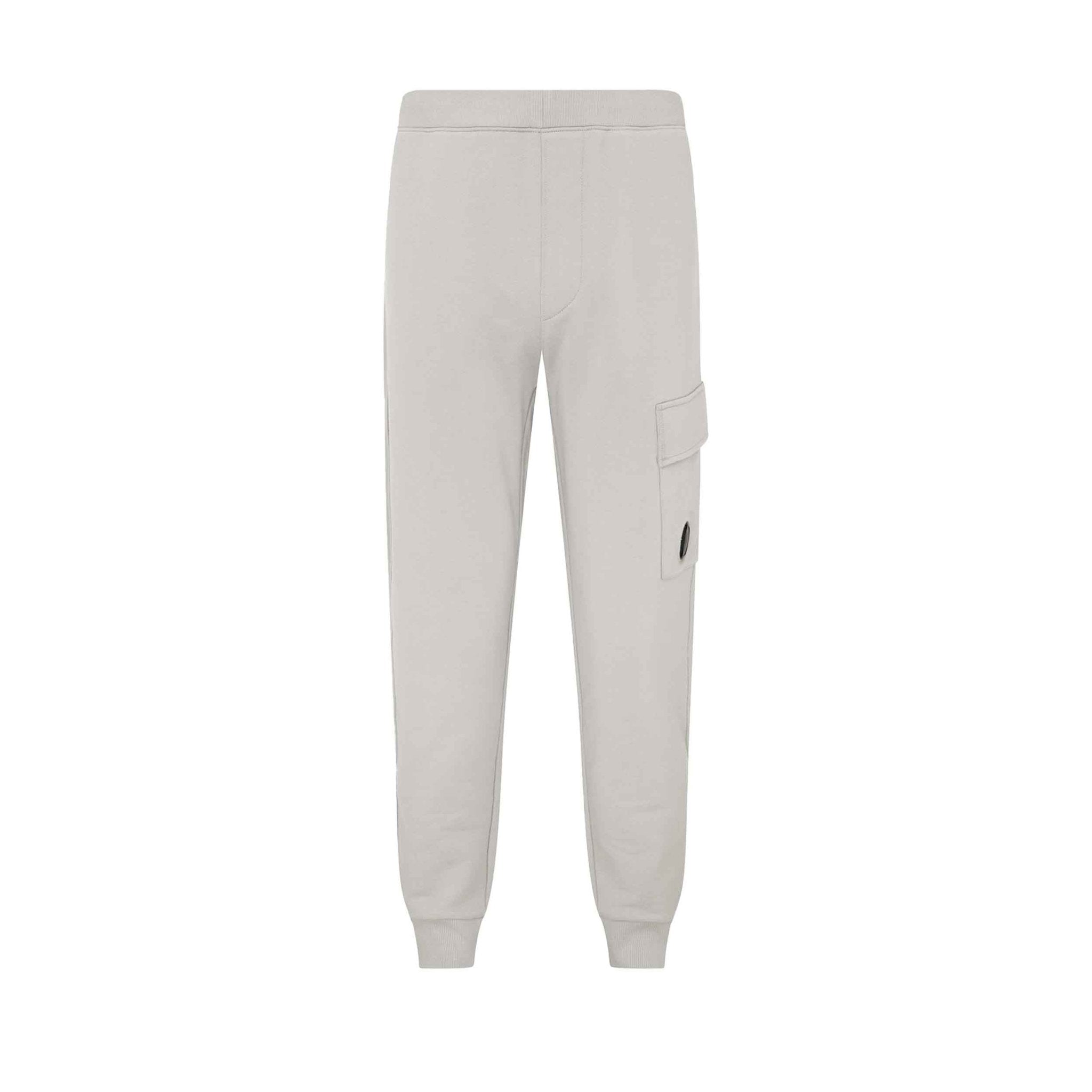 C.P. Company Diagonal Raised Fleece Cargo Sweatpants in Blue Fox- Grey