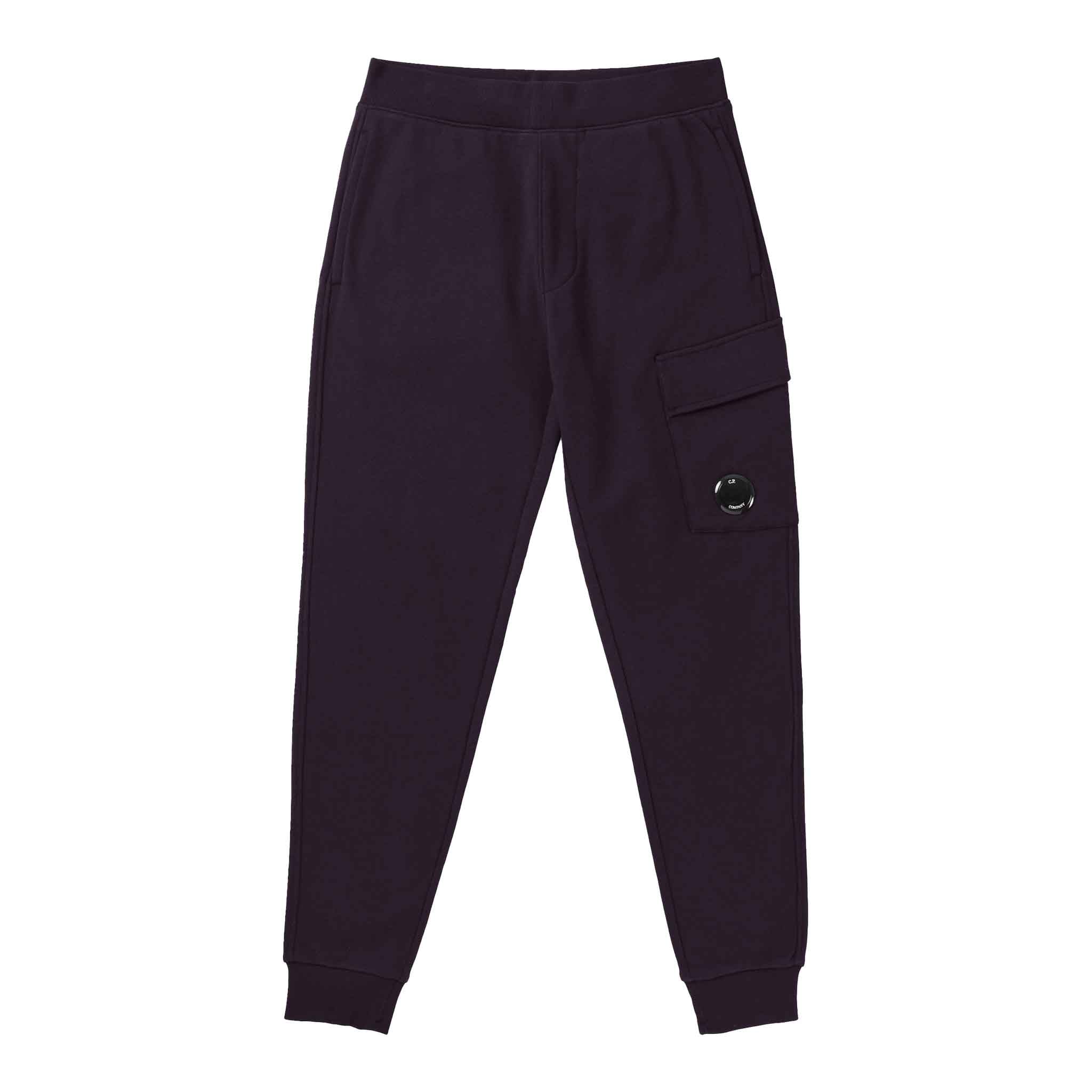 C.P. Company Diagonal Raised Fleece Cargo Sweatpants in Nightshade- Purple