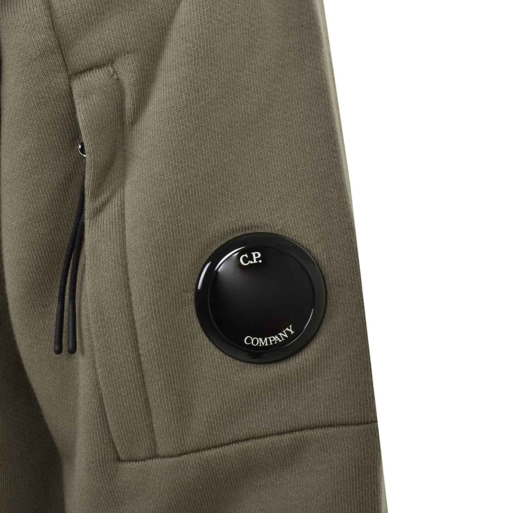 C.P. Company Diagonal Raised Fleece Crew Neck Lens Sweatshirt in Walnut- Beige