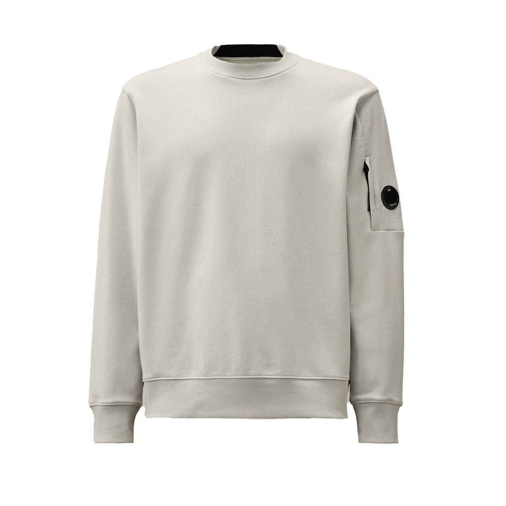 C.P. Company Diagonal Raised Fleece Crewneck Sweatshirt in Blue Fox- Grey