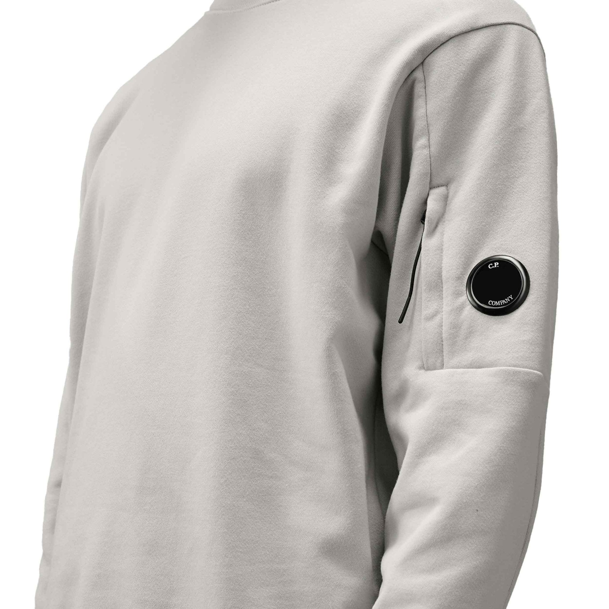 C.P. Company Diagonal Raised Fleece Crewneck Sweatshirt in Blue Fox- Grey