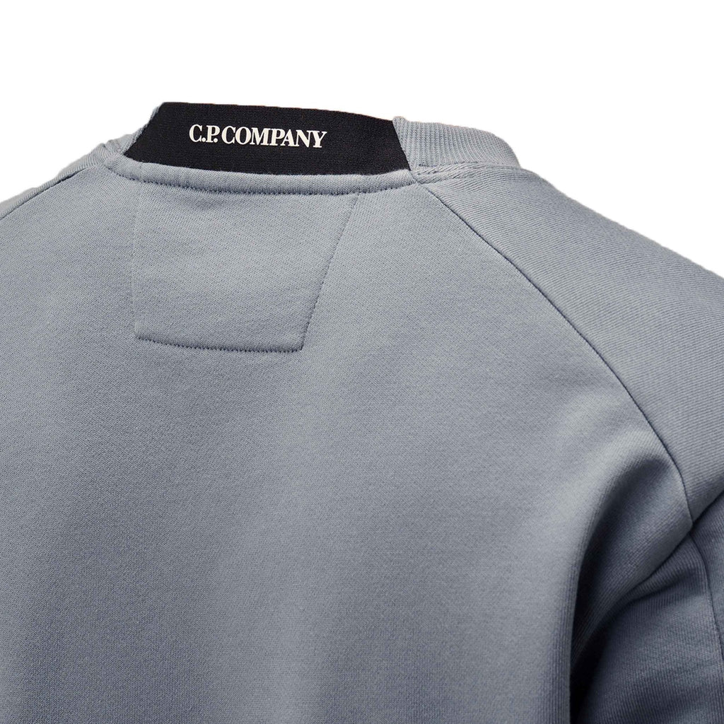 C.P. Company Diagonal Raised Fleece Crewneck Sweatshirt in Stormy Weather- Blue