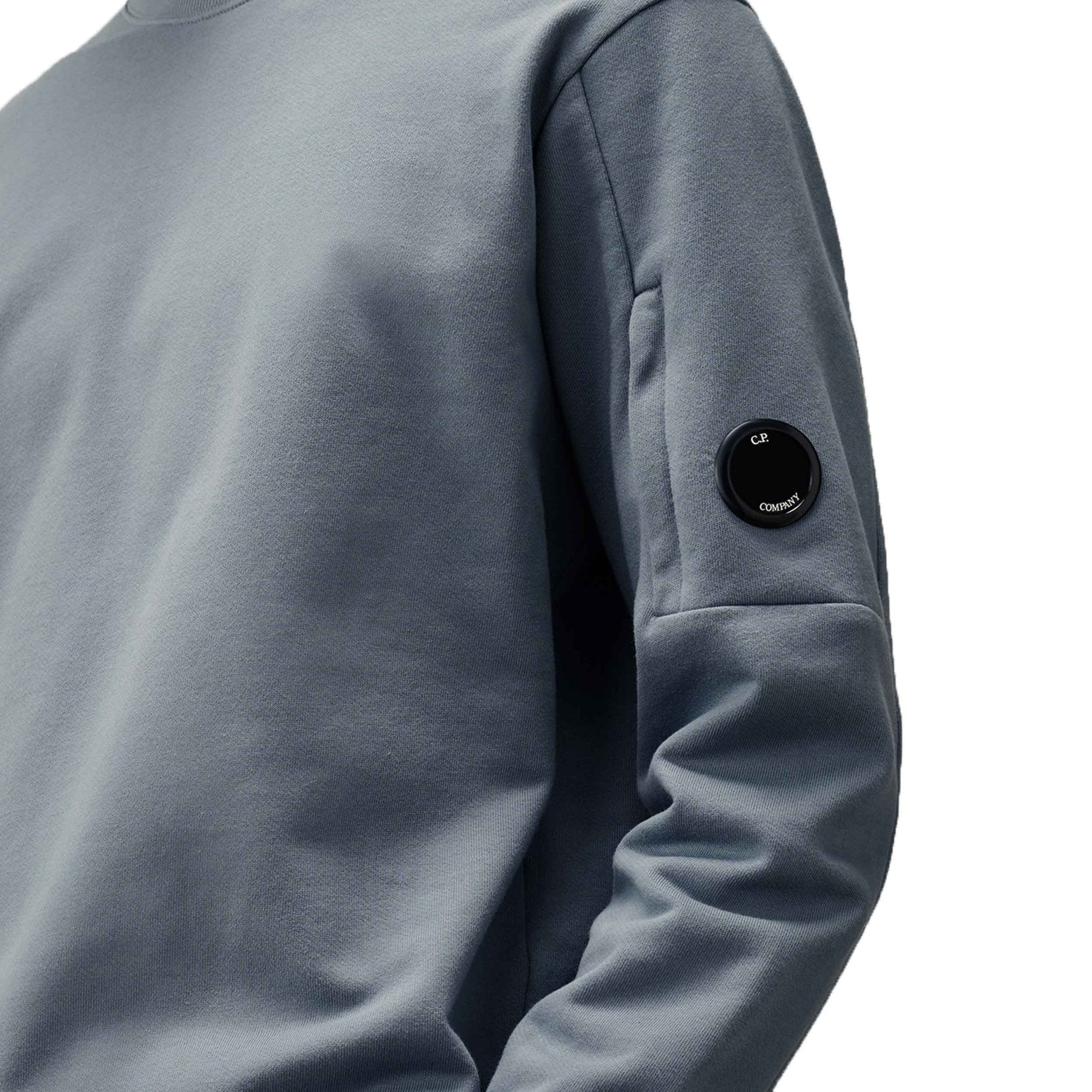 C.P. Company Diagonal Raised Fleece Crewneck Sweatshirt in Stormy Weather- Blue