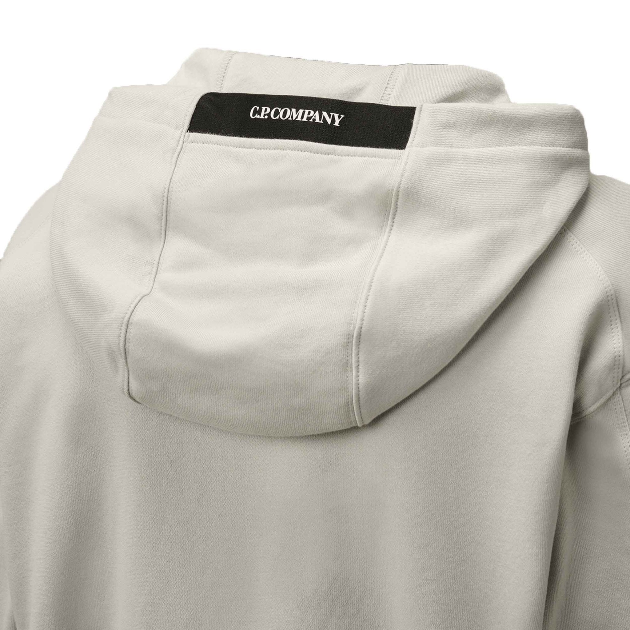 C.P. Company Diagonal Raised Fleece Lens Hooded Sweatshirt in Blue Fox- Grey