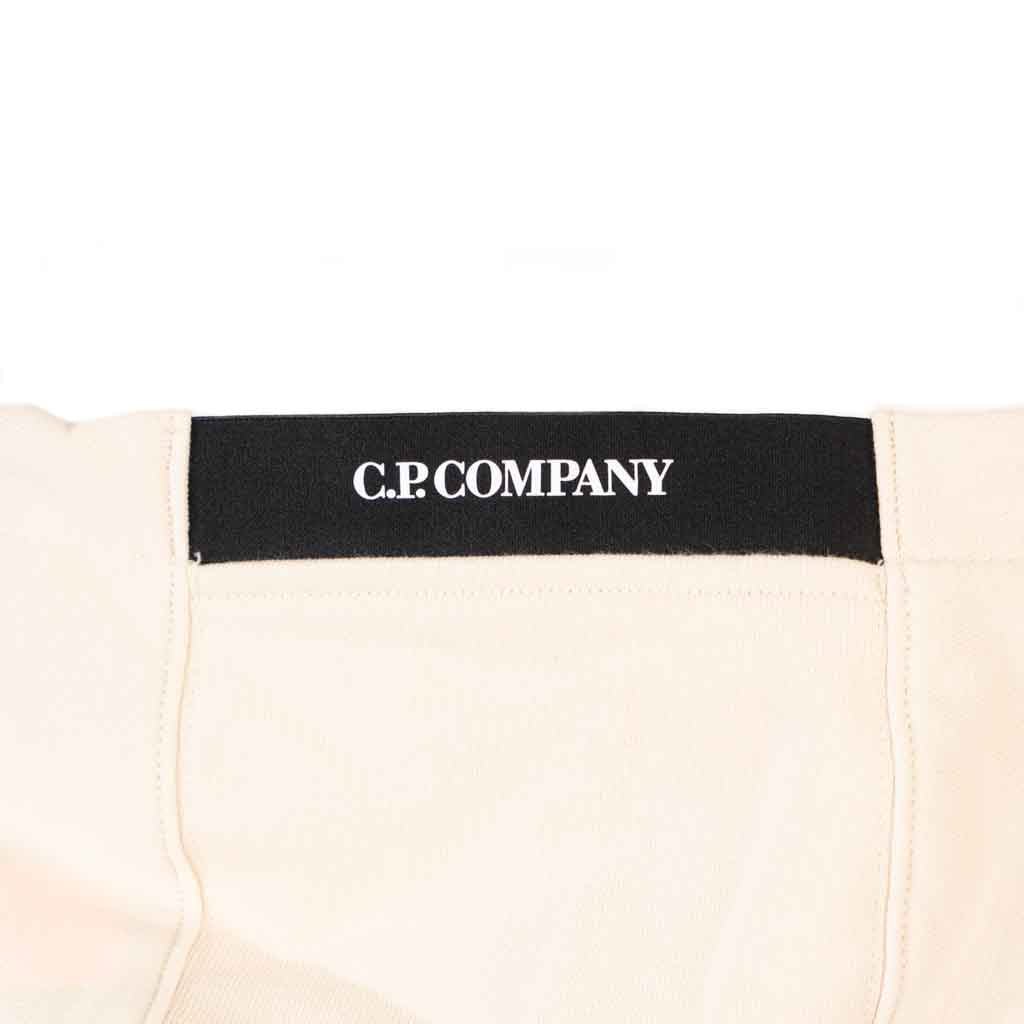 C.P. Company Diagonal Raised Fleece Lens Hooded Sweatshirt in Pistachio Shell