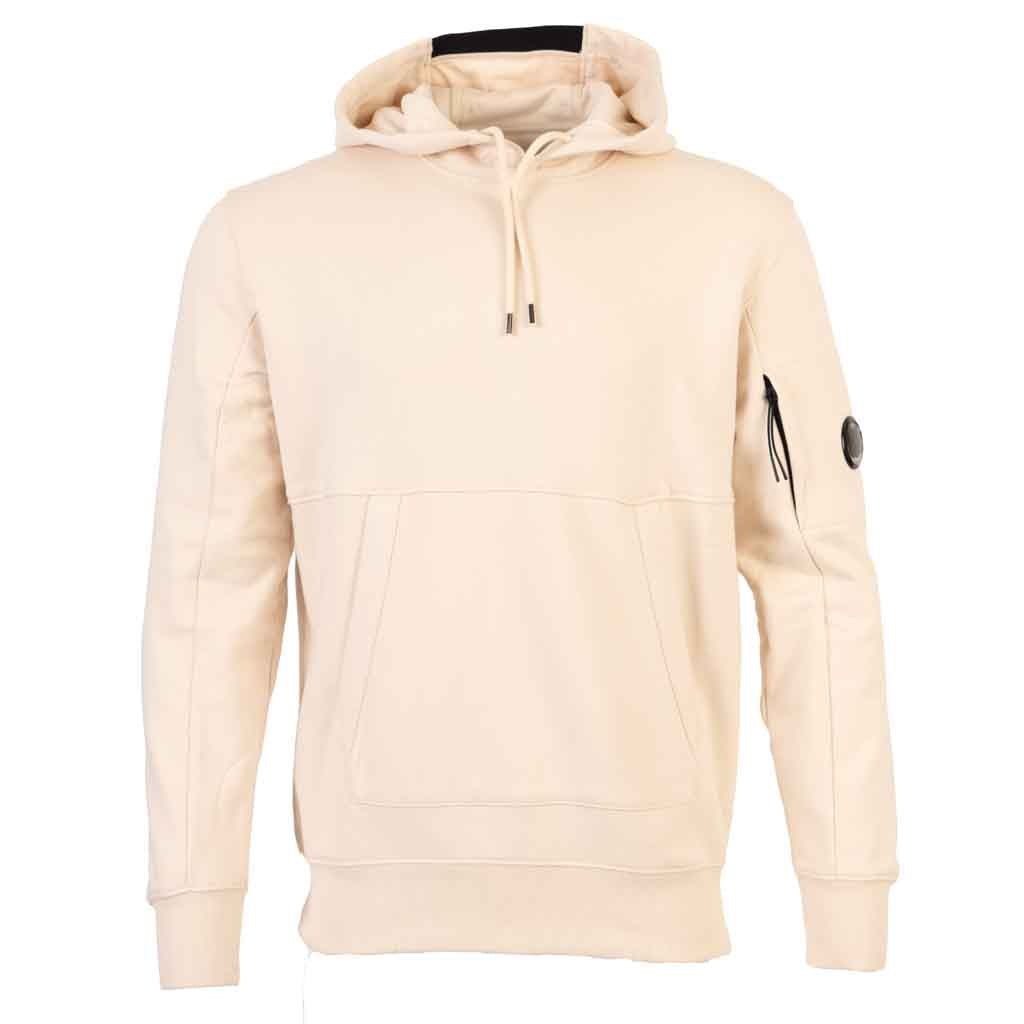 C.P. Company Diagonal Raised Fleece Lens Hooded Sweatshirt in Pistachio Shell