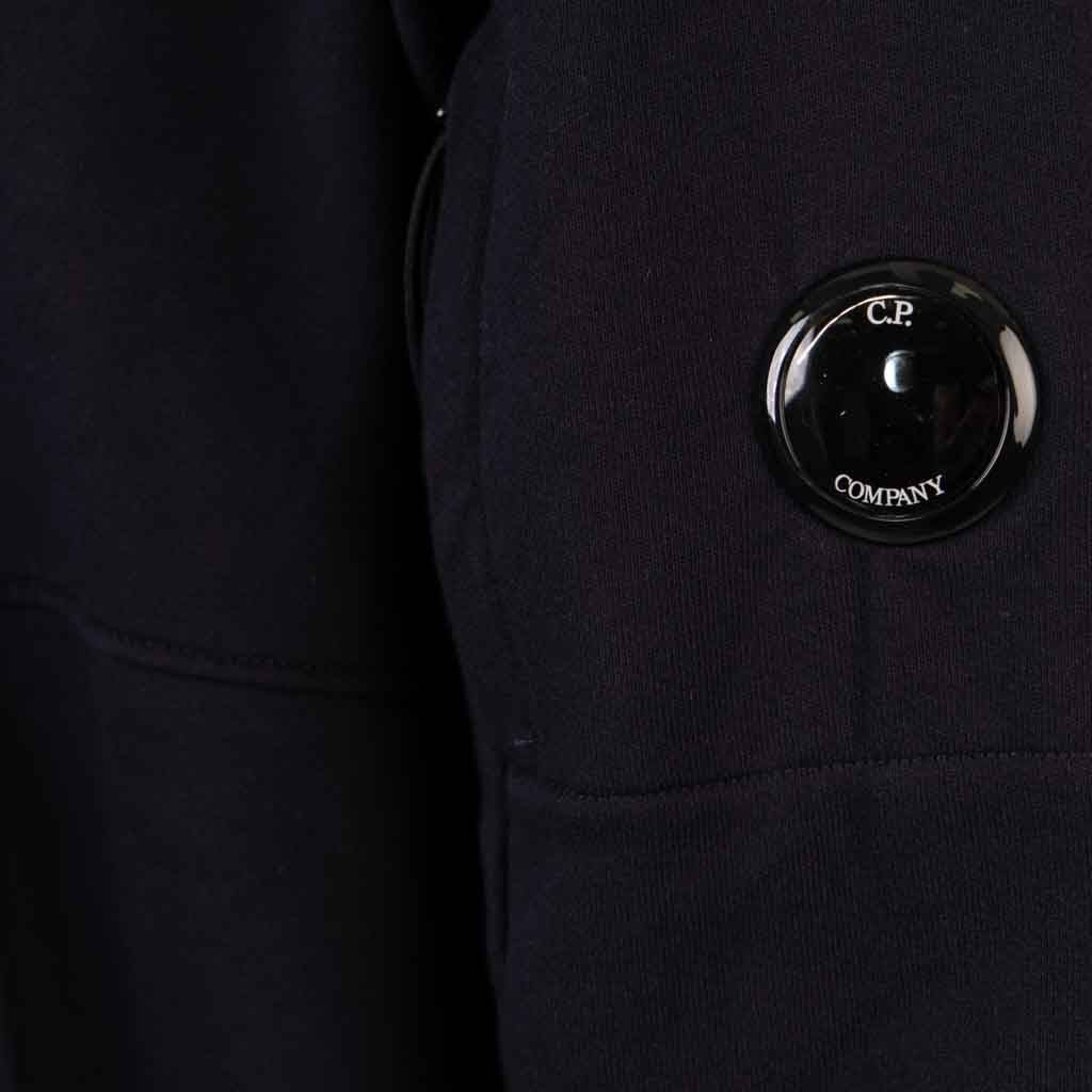 C.P. Company Diagonal Raised Fleece Lens Hooded Sweatshirt in Total Eclipse