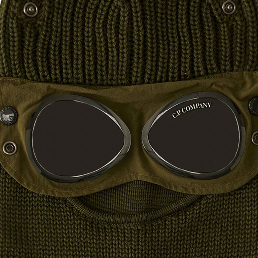 C.P. Company Extra Fine Merino Wool Goggle Balaclava in Ivy Green