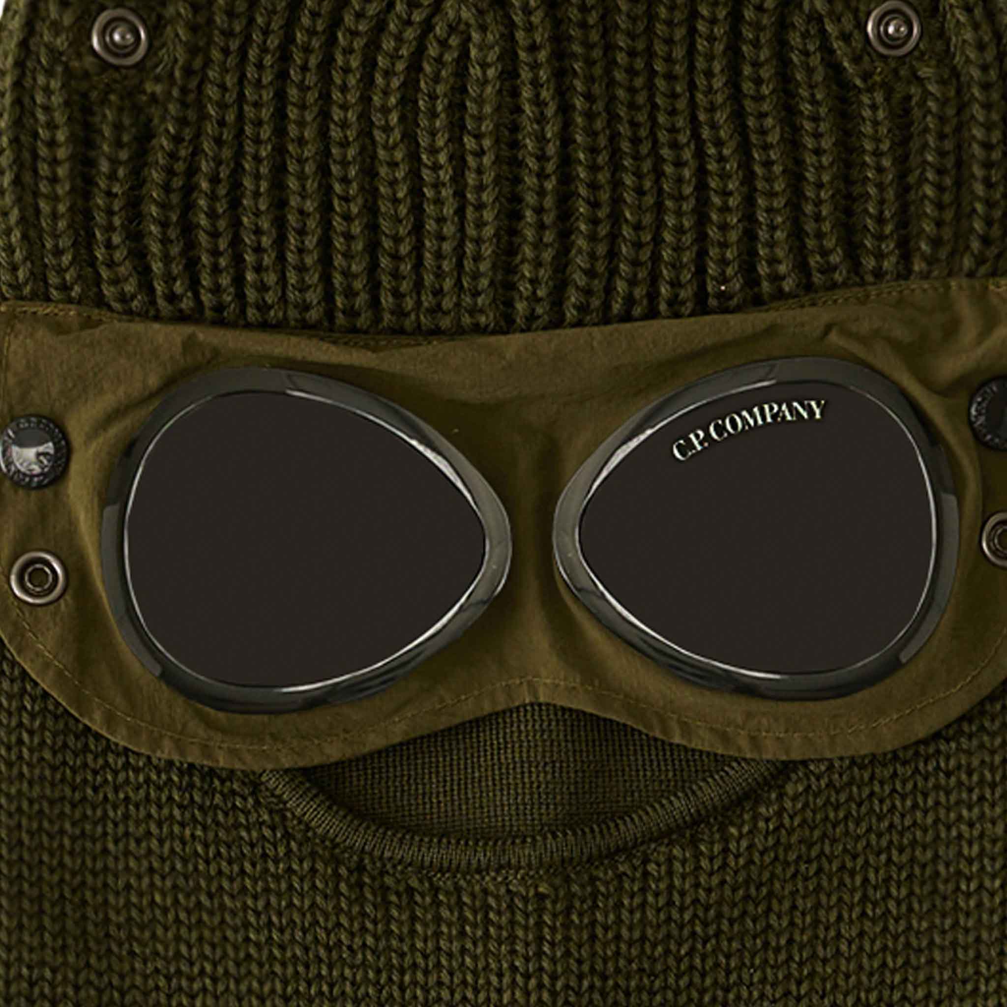 C.P. Company Extra Fine Merino Wool Goggle Balaclava in Ivy Green