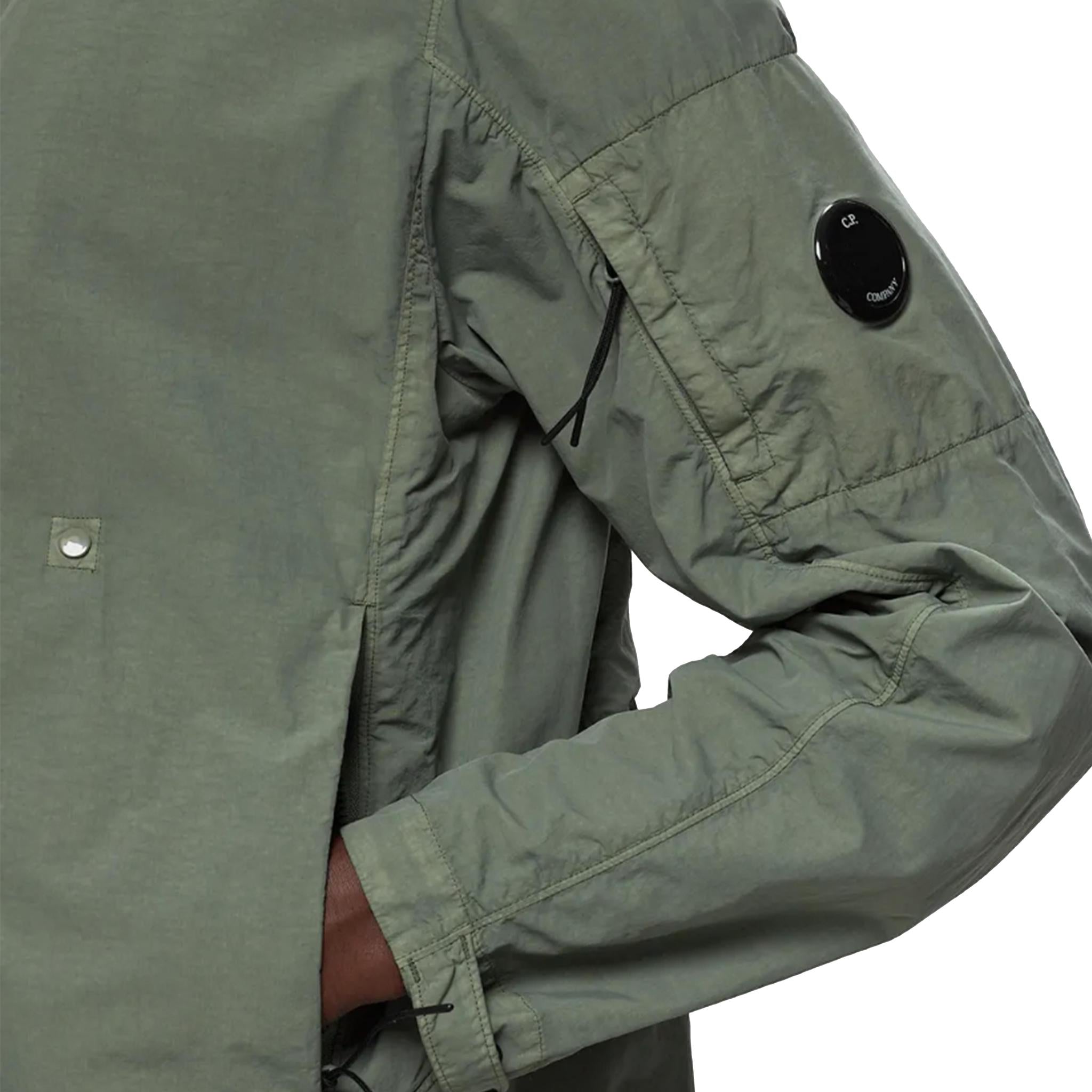 C.P. Company Flatt Nylon Reversible Hooded Jacket in Agave Green