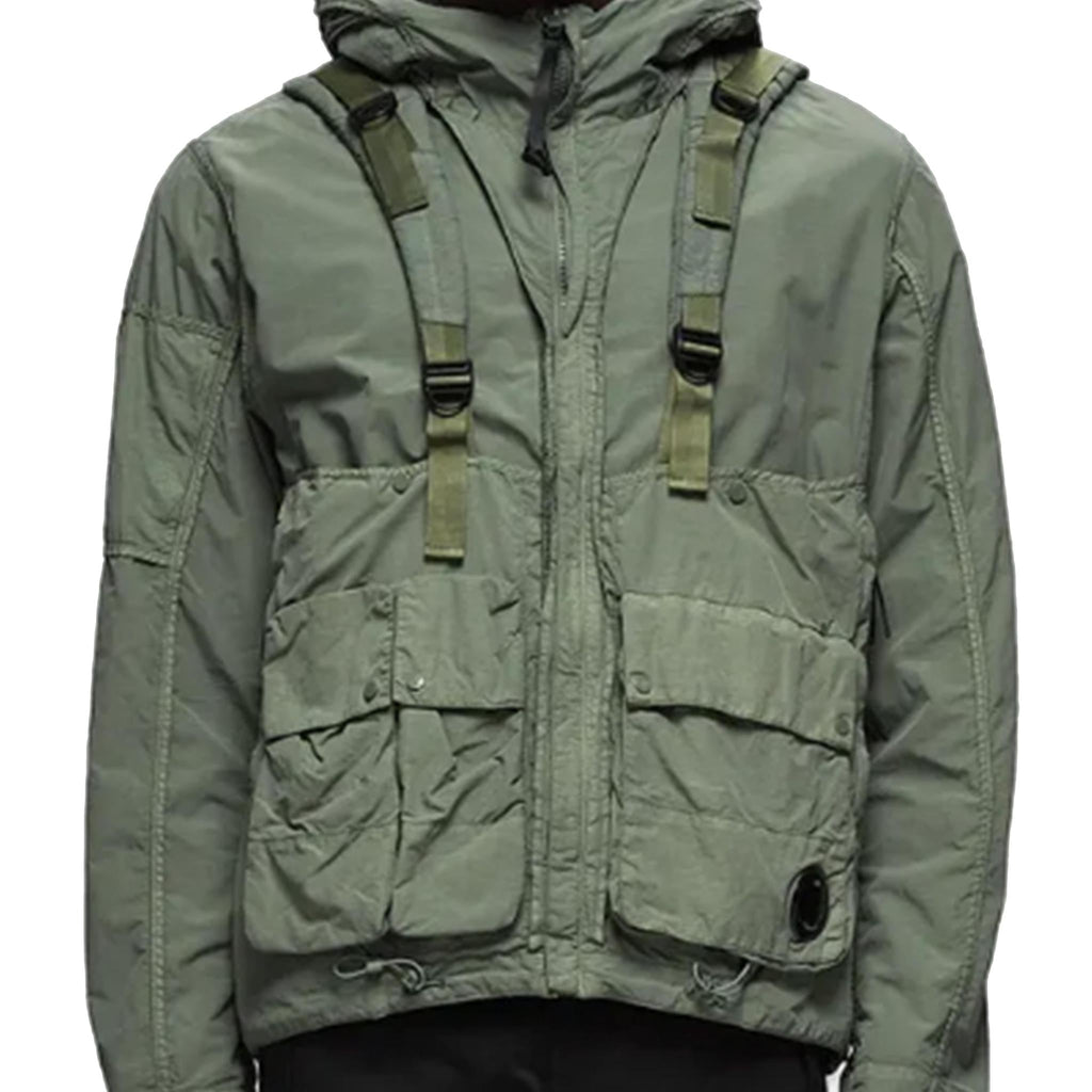 C.P. Company Flatt Nylon Reversible Hooded Jacket in Agave Green