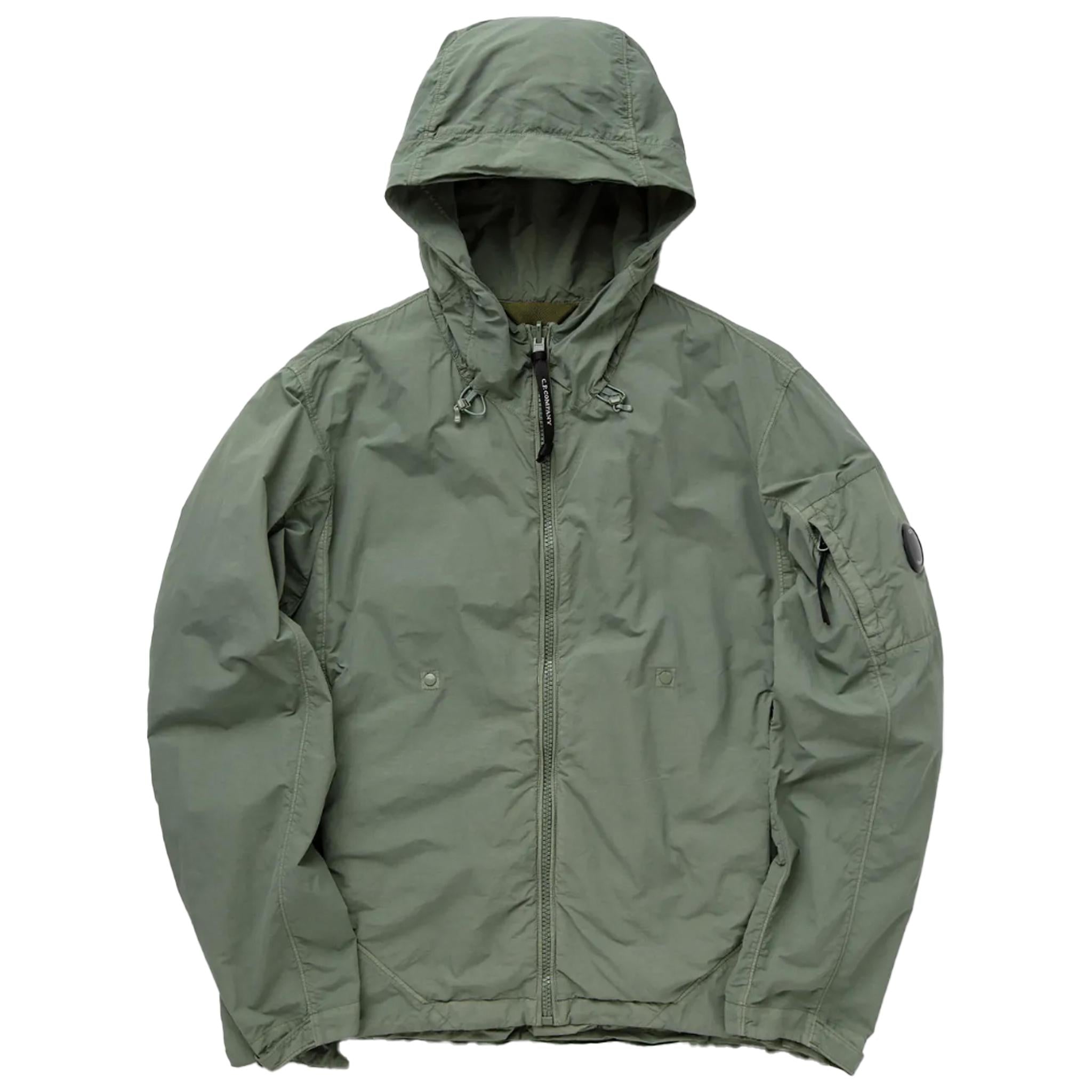 C.P. Company Flatt Nylon Reversible Hooded Jacket in Agave Green