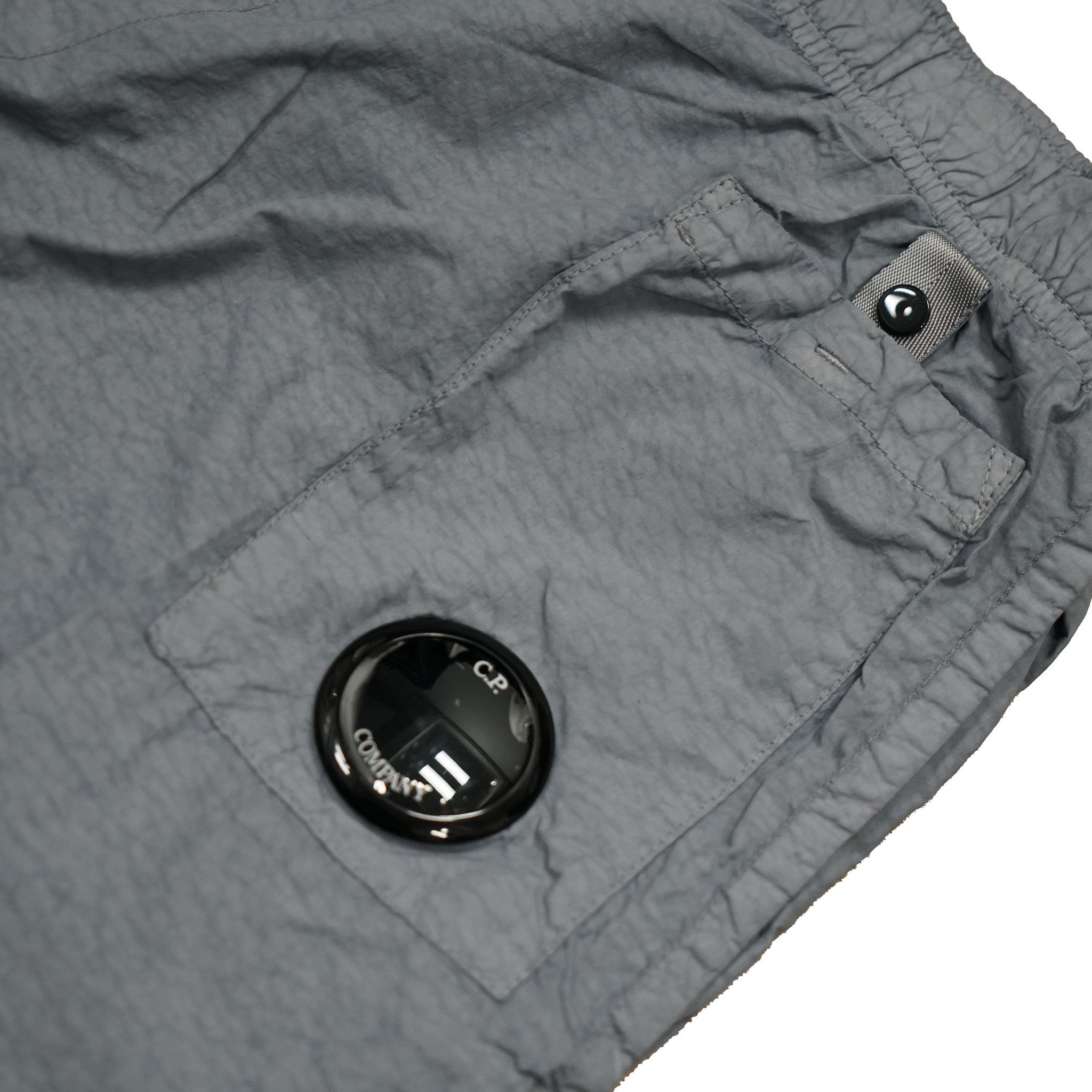 C.P. Company Flatt Nylon Utility Lens Swimshorts in Limestone- Grey