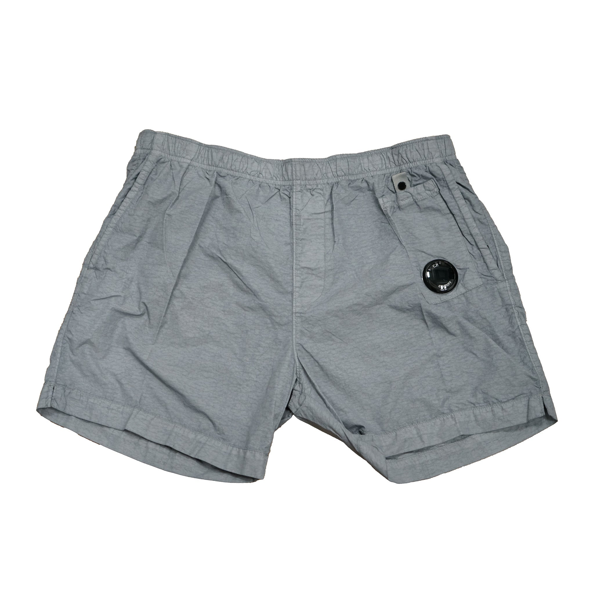 C.P. Company Flatt Nylon Utility Lens Swimshorts in Limestone- Grey