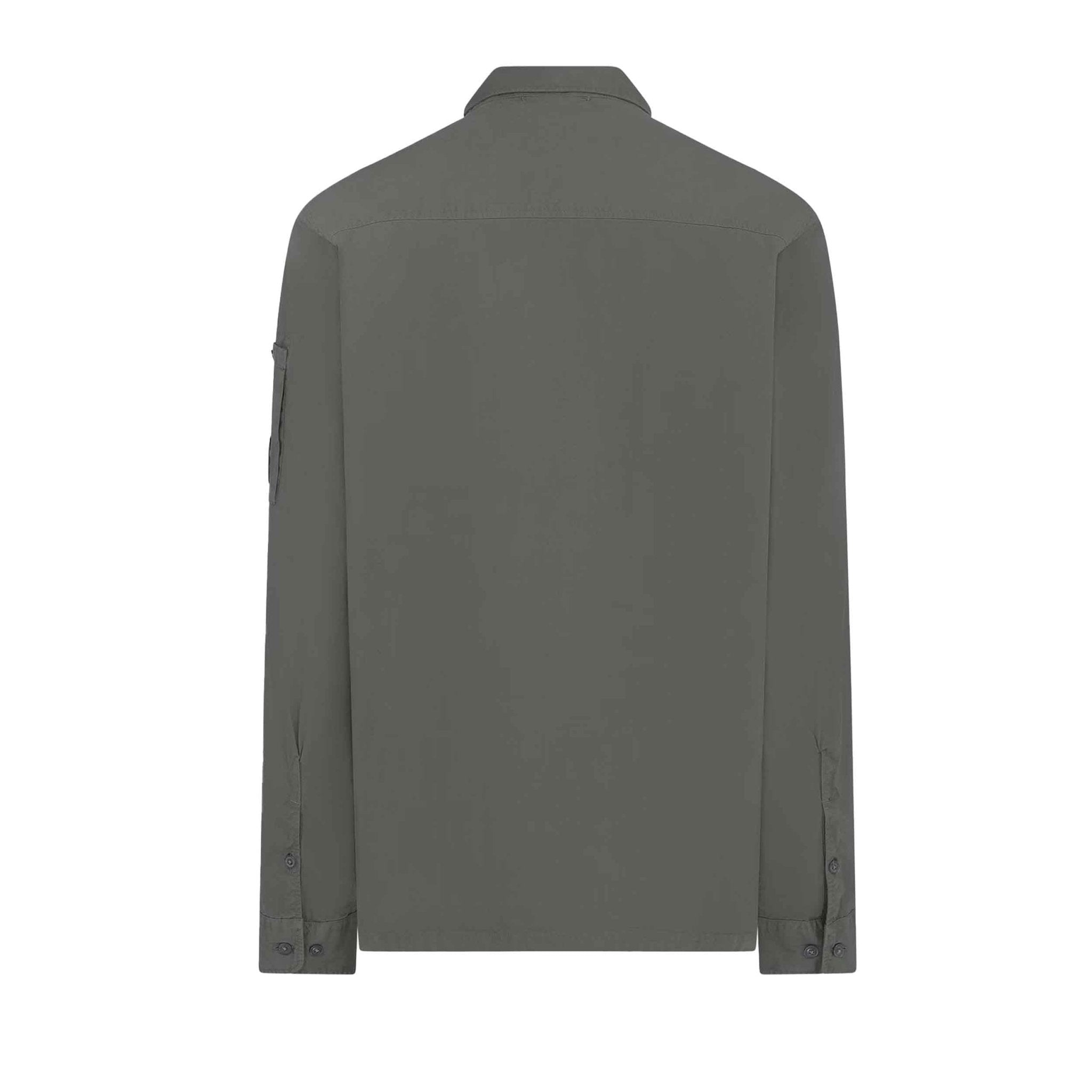 C.P. Company Gabardine Zipped Overshirt in Smoked Pearl- Grey