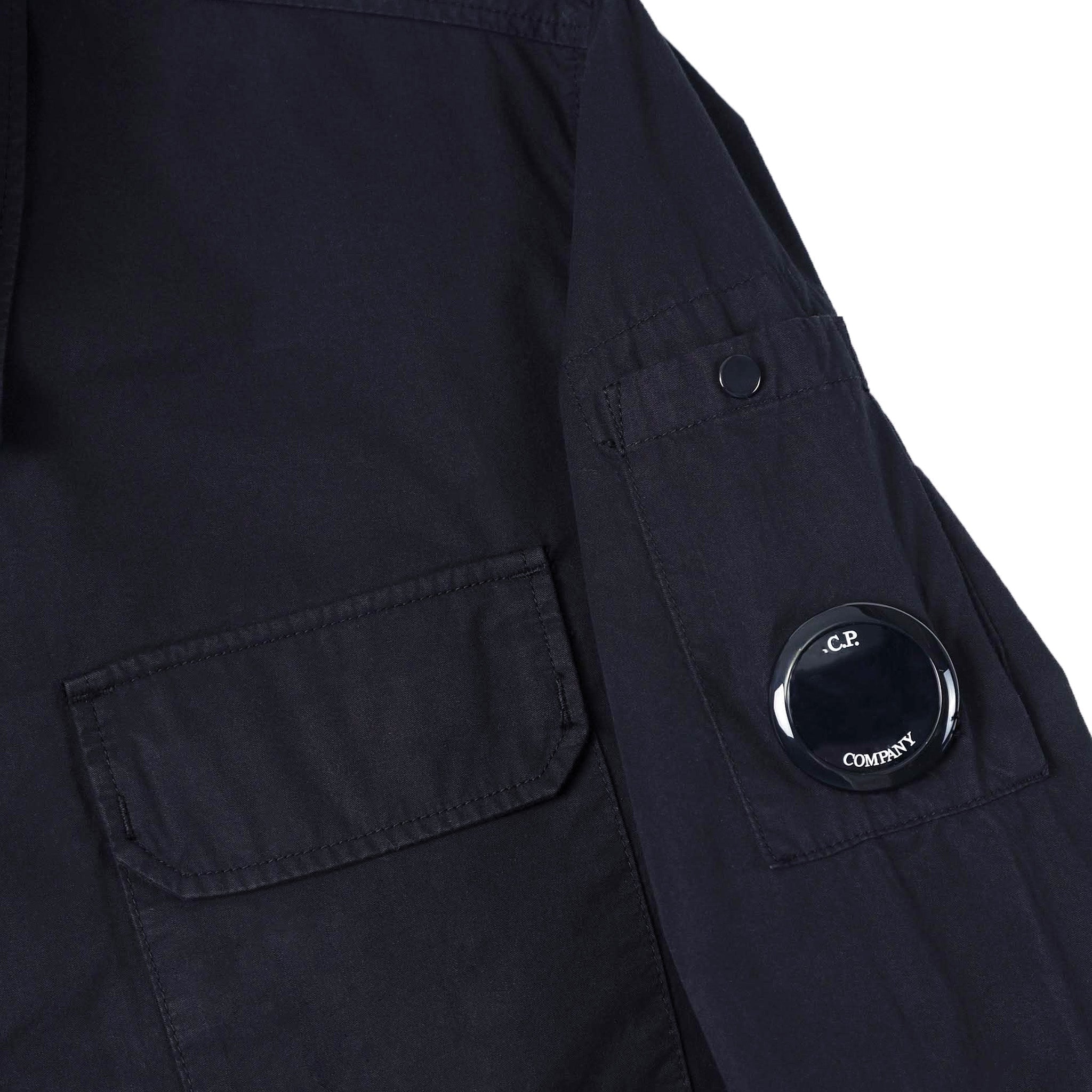 C.P. Company Gabardine Zipped Overshirt in Total Eclipse- Navy