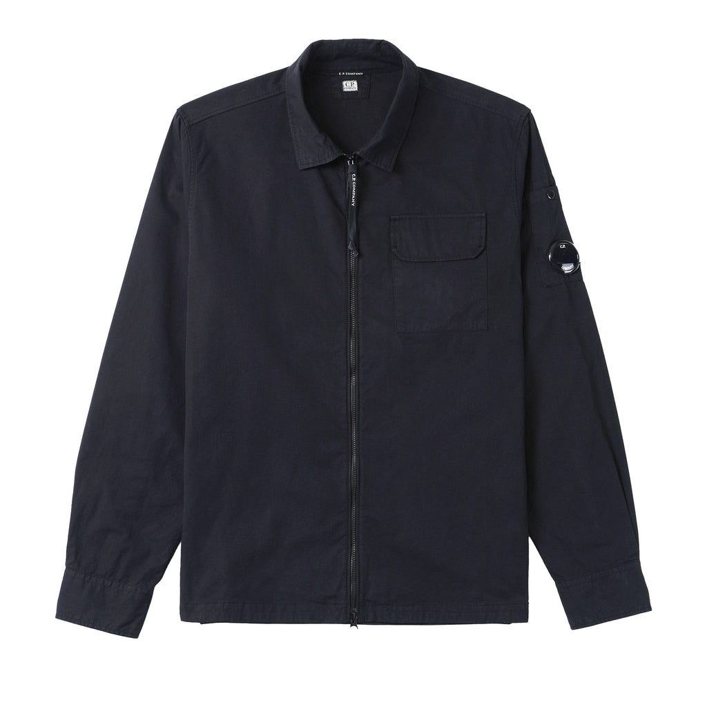 C.P. Company Gabardine Zipped Overshirt in Total Eclipse- Navy