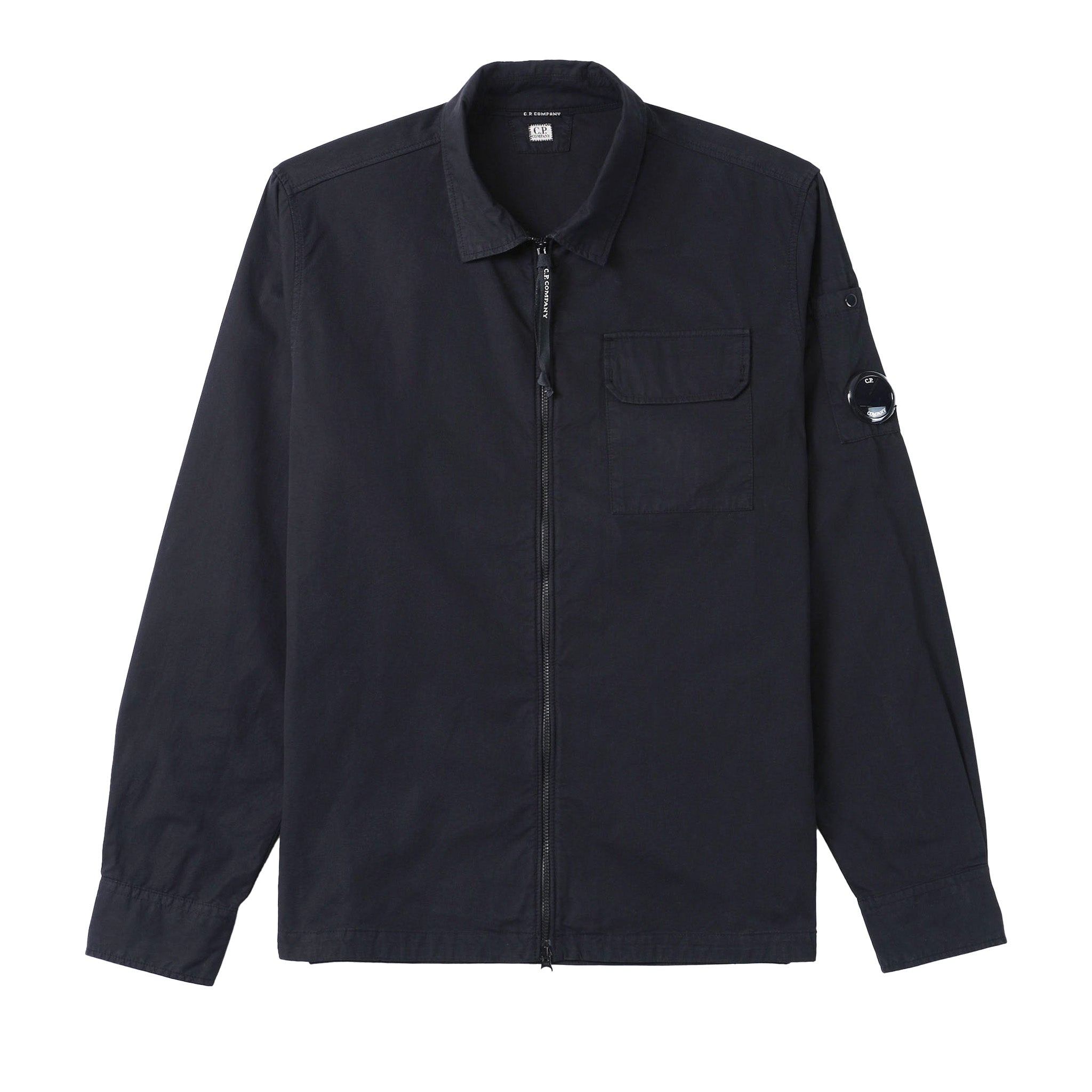 C.P. Company Gabardine Zipped Overshirt in Total Eclipse- Navy