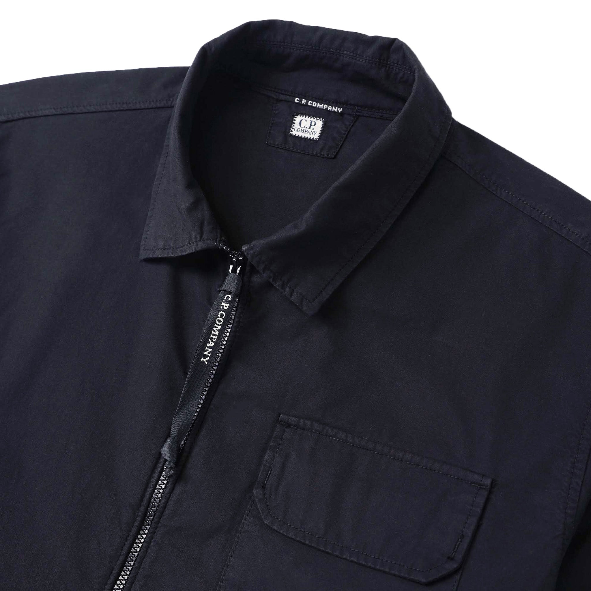 C.P. Company Gabardine Zipped Overshirt in Total Eclipse- Navy