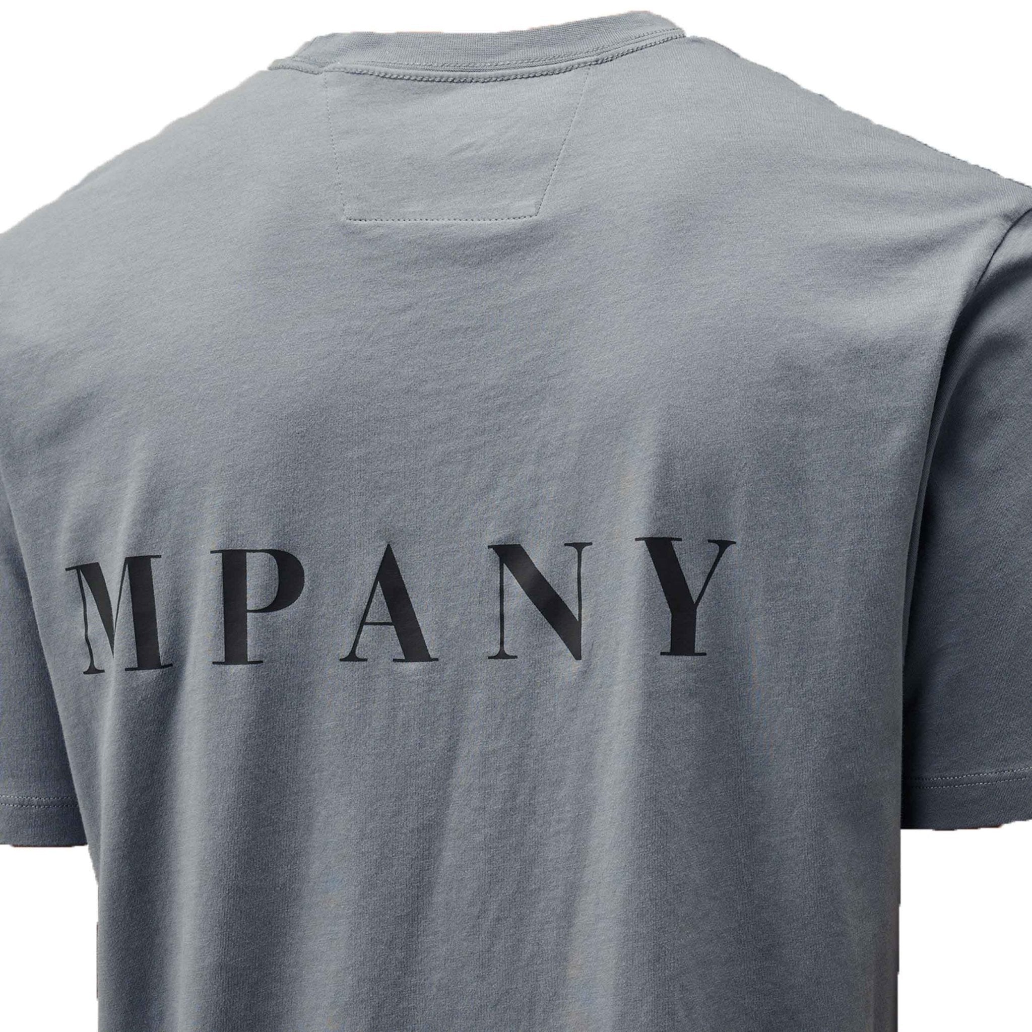 C.P. Company Jersey Front Back Logo T-shirt in Stormy Weather- Blue