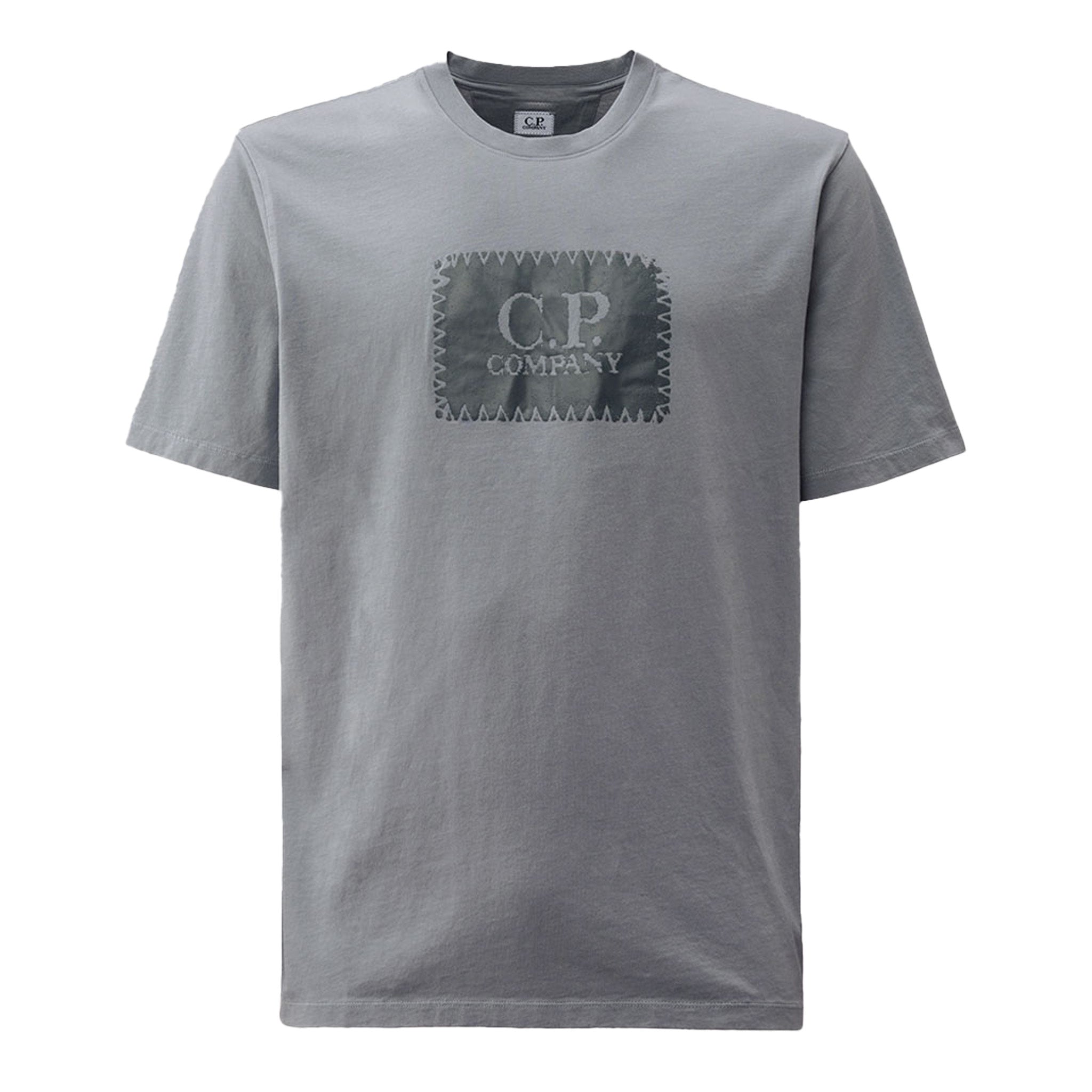 C.P. Company Jersey Logo Label T-shirt in Stormy Weather- Blue
