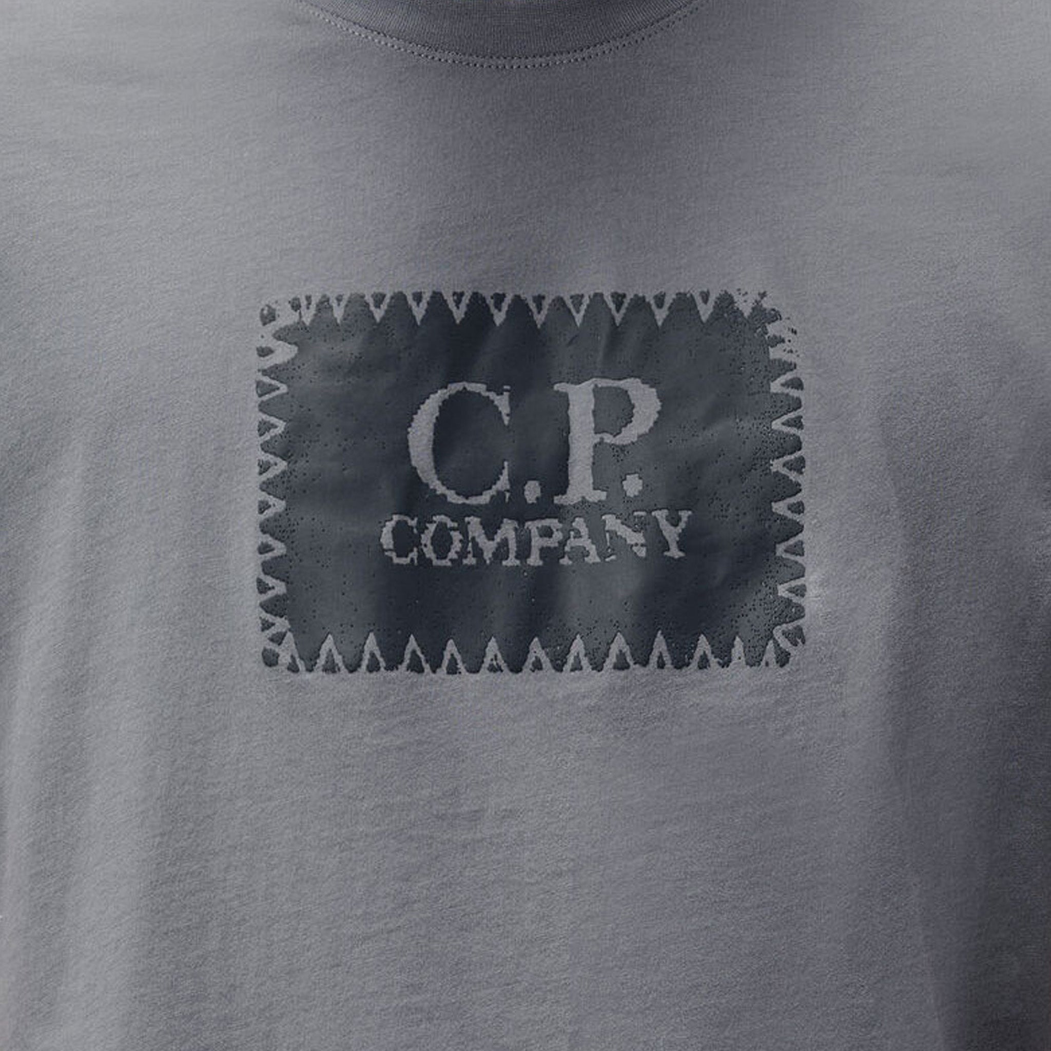 C.P. Company Jersey Logo Label T-shirt in Stormy Weather- Blue
