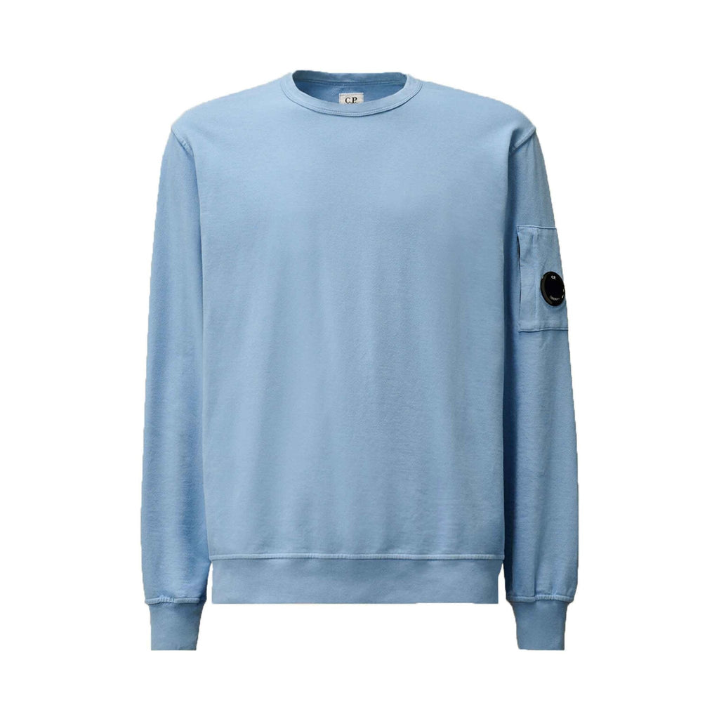 C.P. Company Light Fleece Lens Crewneck Sweatshirt in Coast- Light Blue