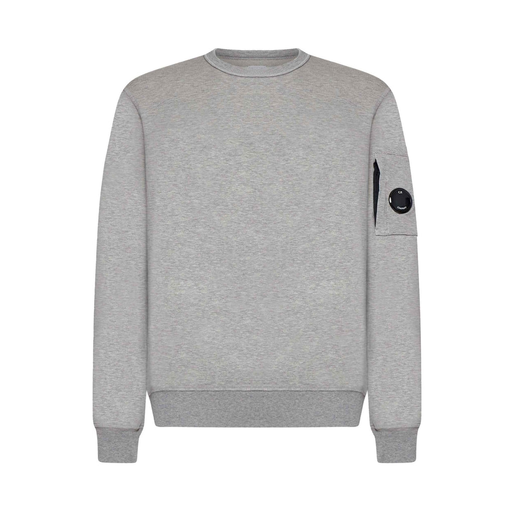 C.P. Company Light Fleece Lens Crewneck Sweatshirt in Greystone Melange