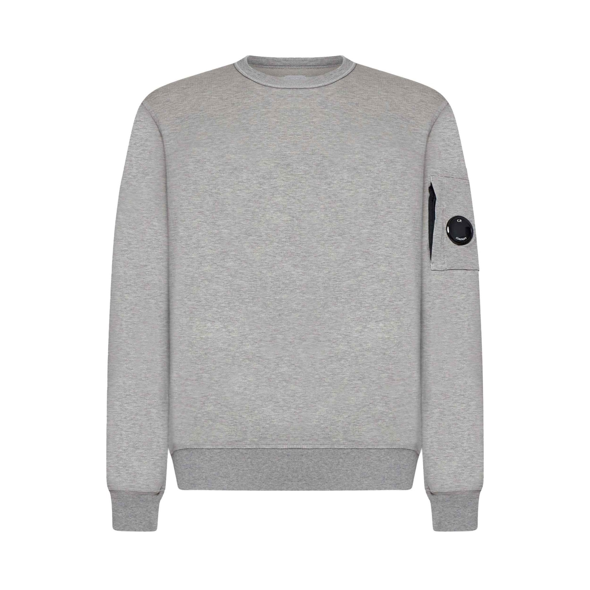 C.P. Company Light Fleece Lens Crewneck Sweatshirt in Greystone Melange