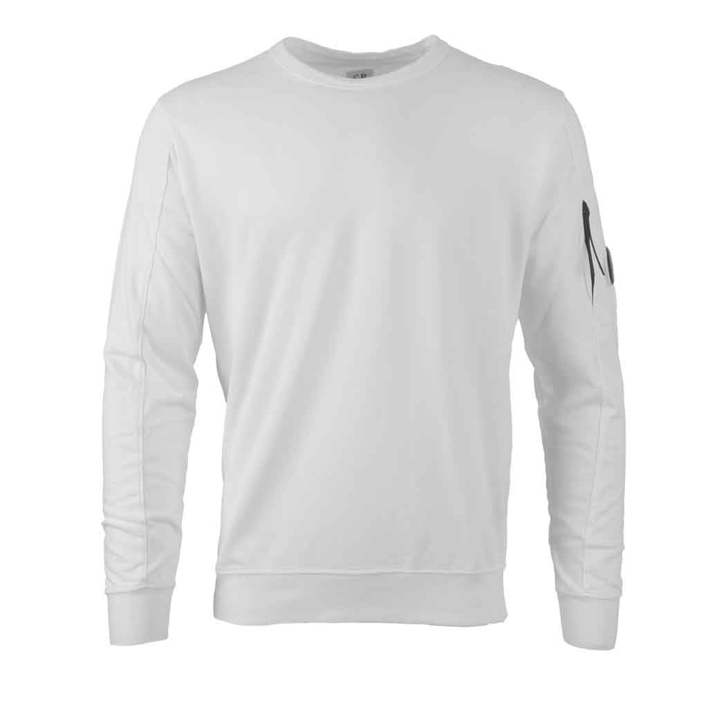 C.P. Company Light Fleece Lens Crewneck Sweatshirt in White