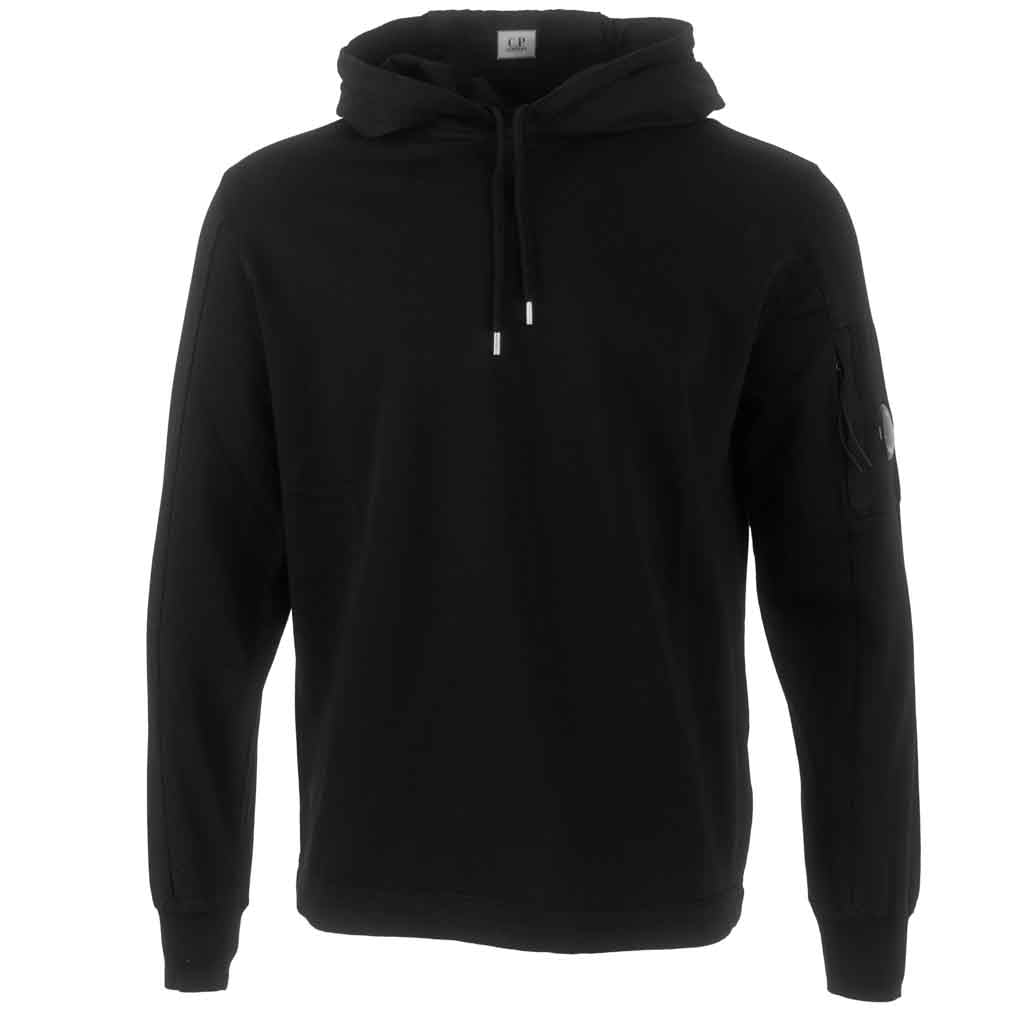 C.P. Company Light Fleece Lens Hooded Sweatshirt in Black