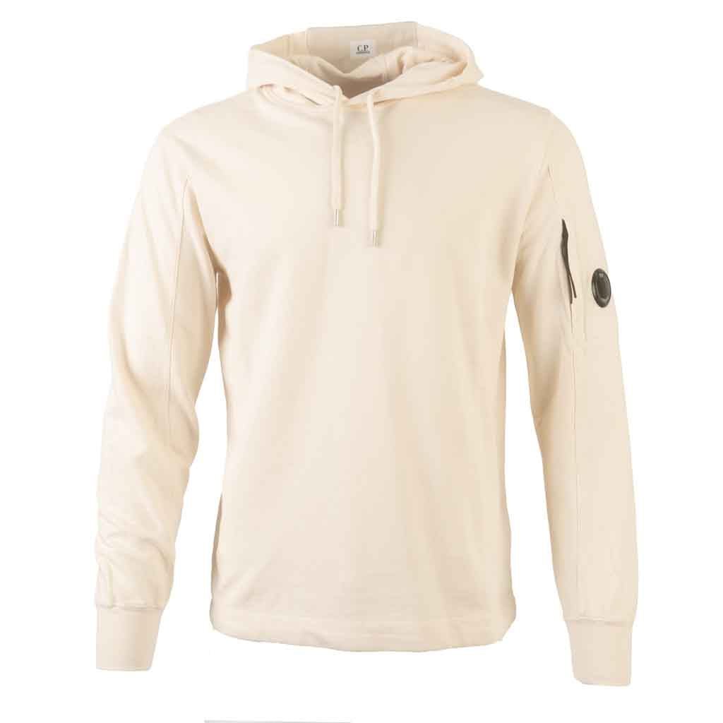 C.P. Company Light Fleece Lens Hooded Sweatshirt in Pistachio Shell