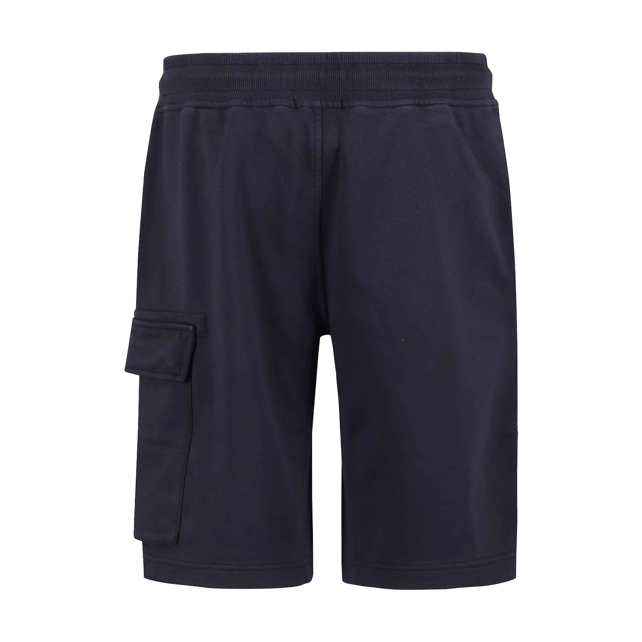 C.P. Company Light Fleece Lens Shorts in Total Eclipse- Navy
