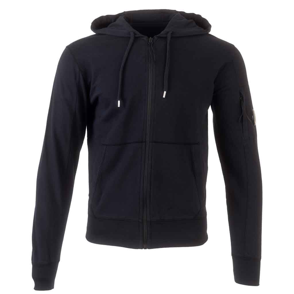 C.P. Company Light Fleece Zipped Lens Hoodie in Total Eclipse